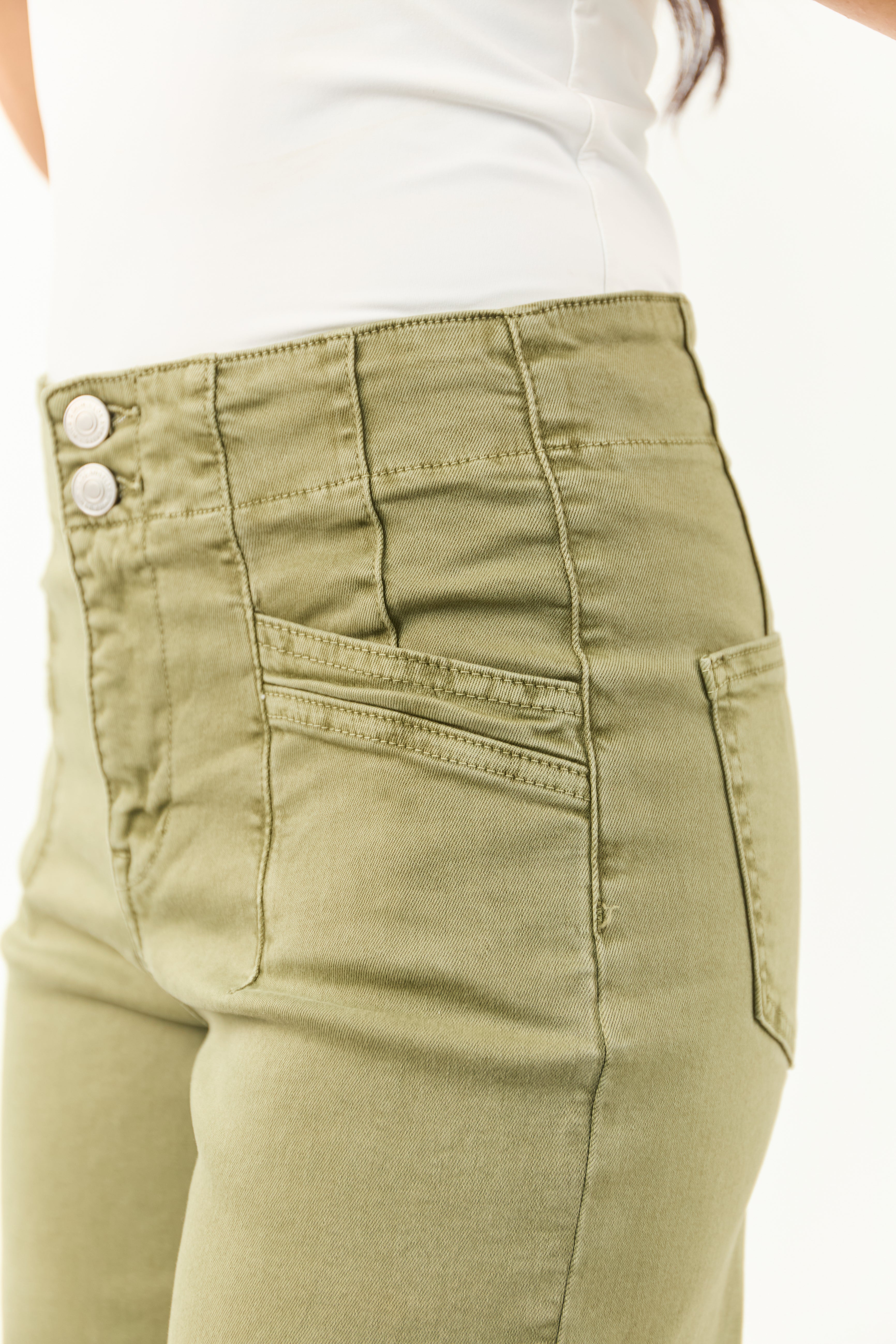 Mica Denim Pistachio Wide Leg Stretchy Jeans