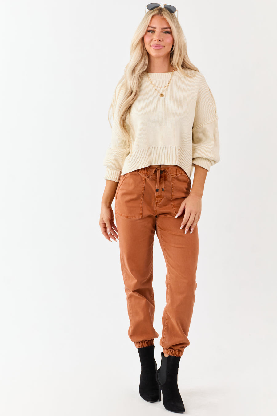PRE-ORDER Mica Denim Pumpkin Spice Cropped Jogger Jeans SHIP ETA 9/8