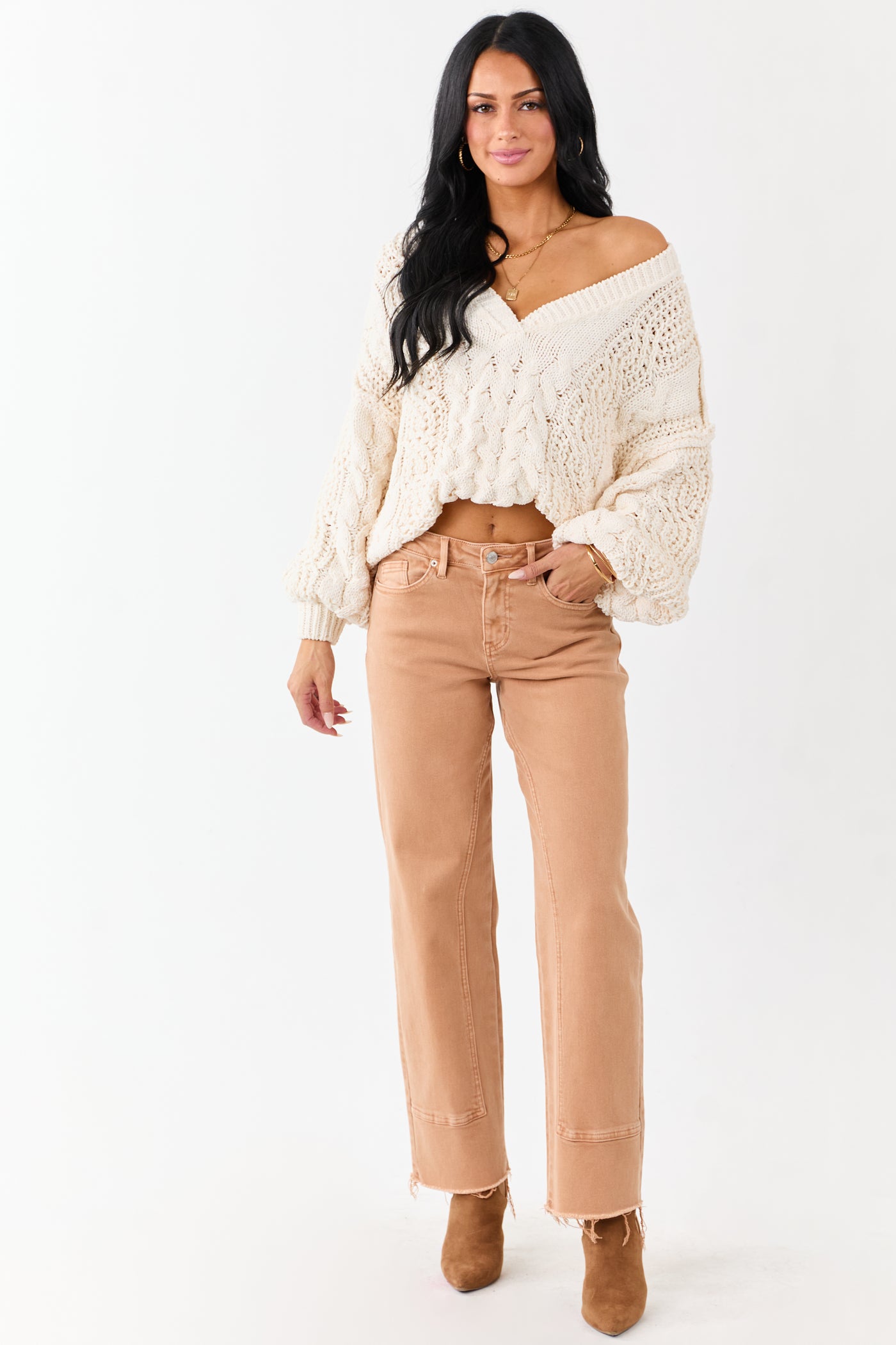 Mica Denim Sandstone Washed Stretchy Straight Jeans
