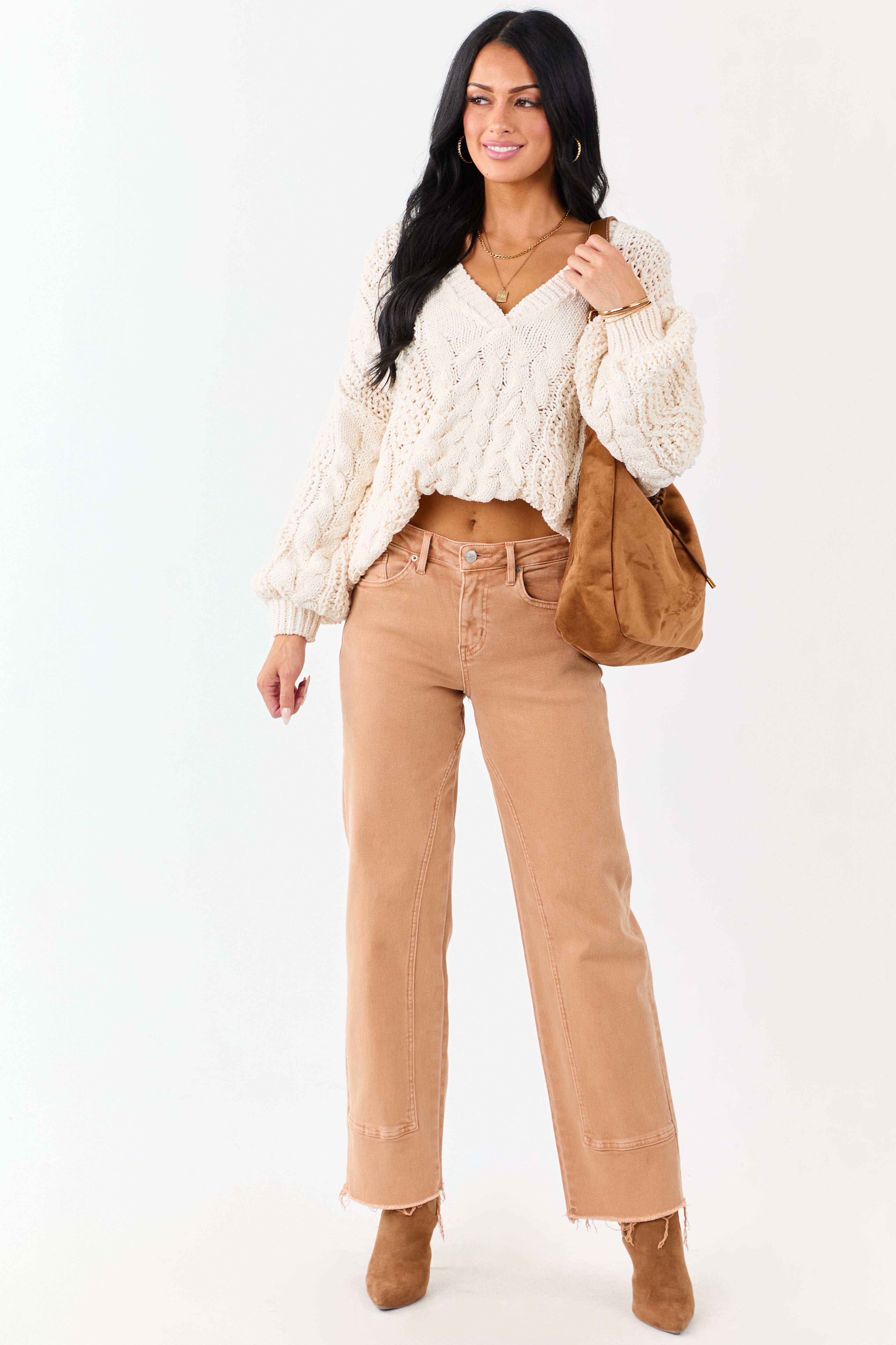 Mica Denim Sandstone Washed Stretchy Straight Jeans