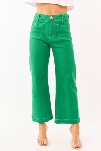 Mica Denim Shamrock Stretchy Wide Leg Crop Jeans