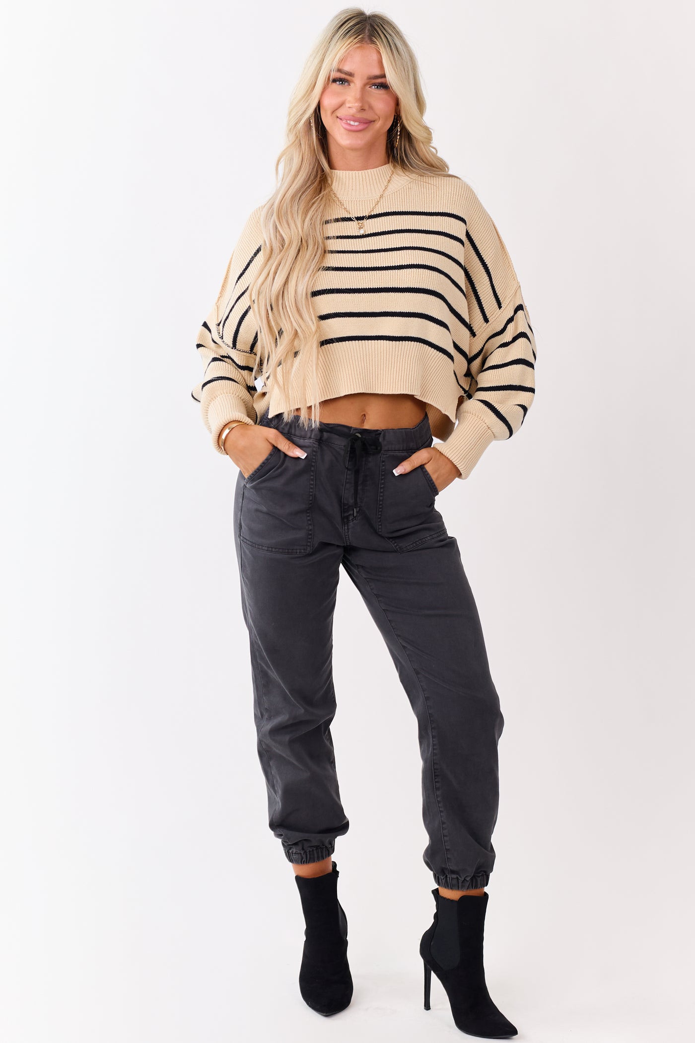 Mica Denim Stormy Grey Cropped Jogger Jeans