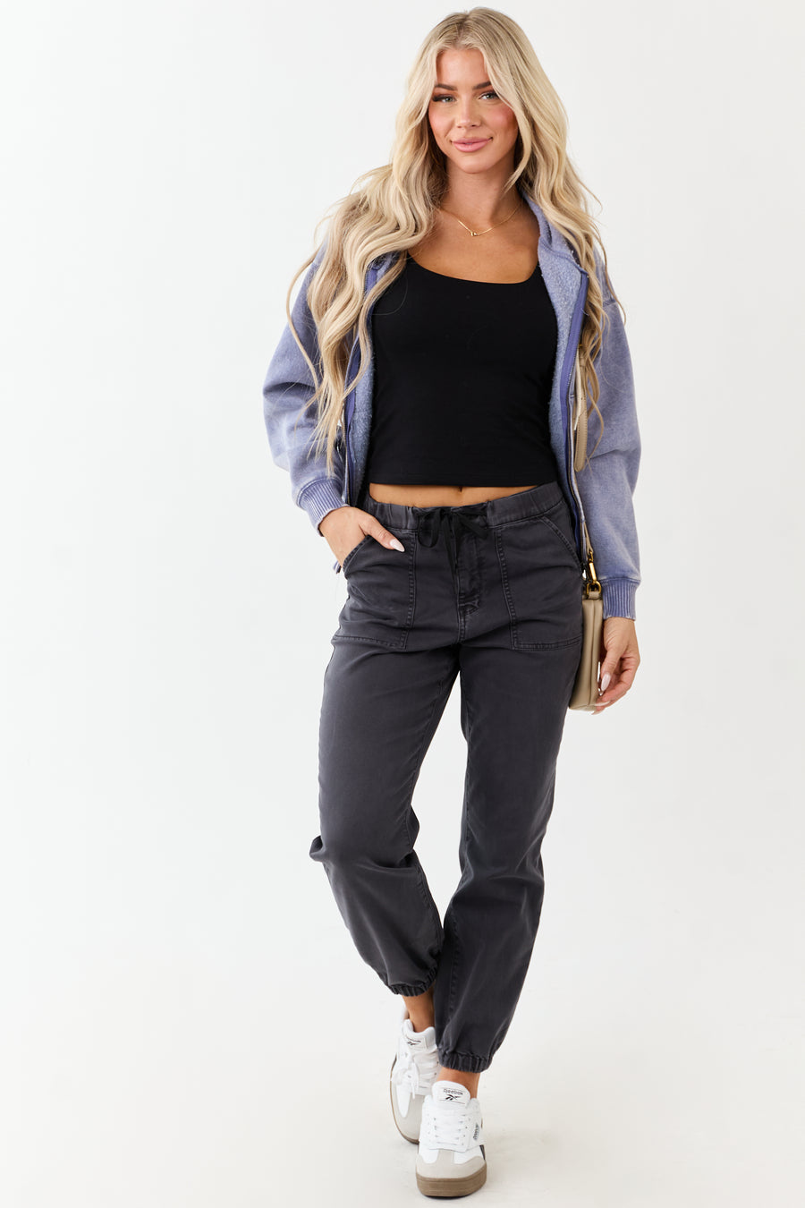 Mica Denim Stormy Grey Cropped Jogger Jeans