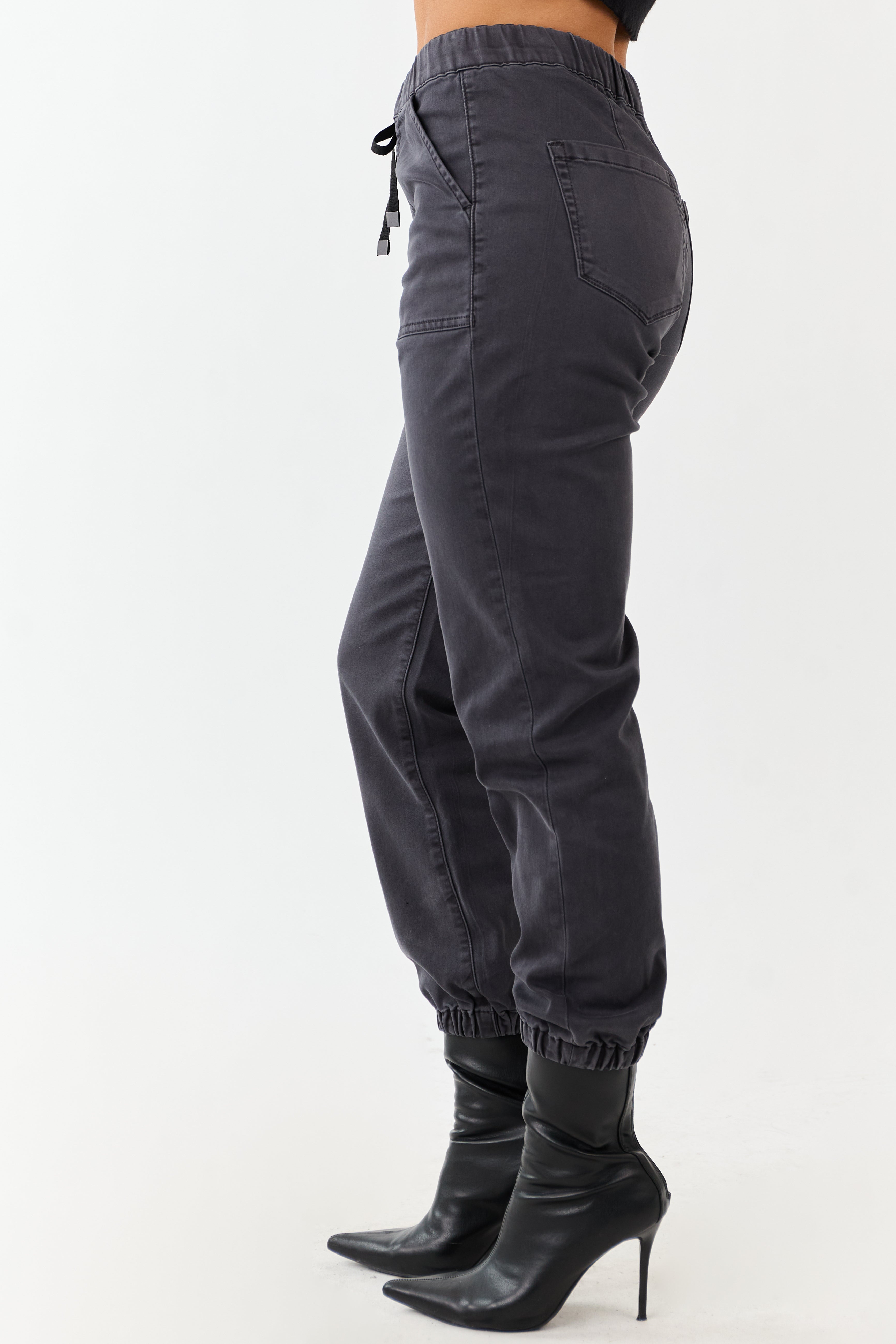 Mica Denim Stormy Grey Cropped Jogger Jeans
