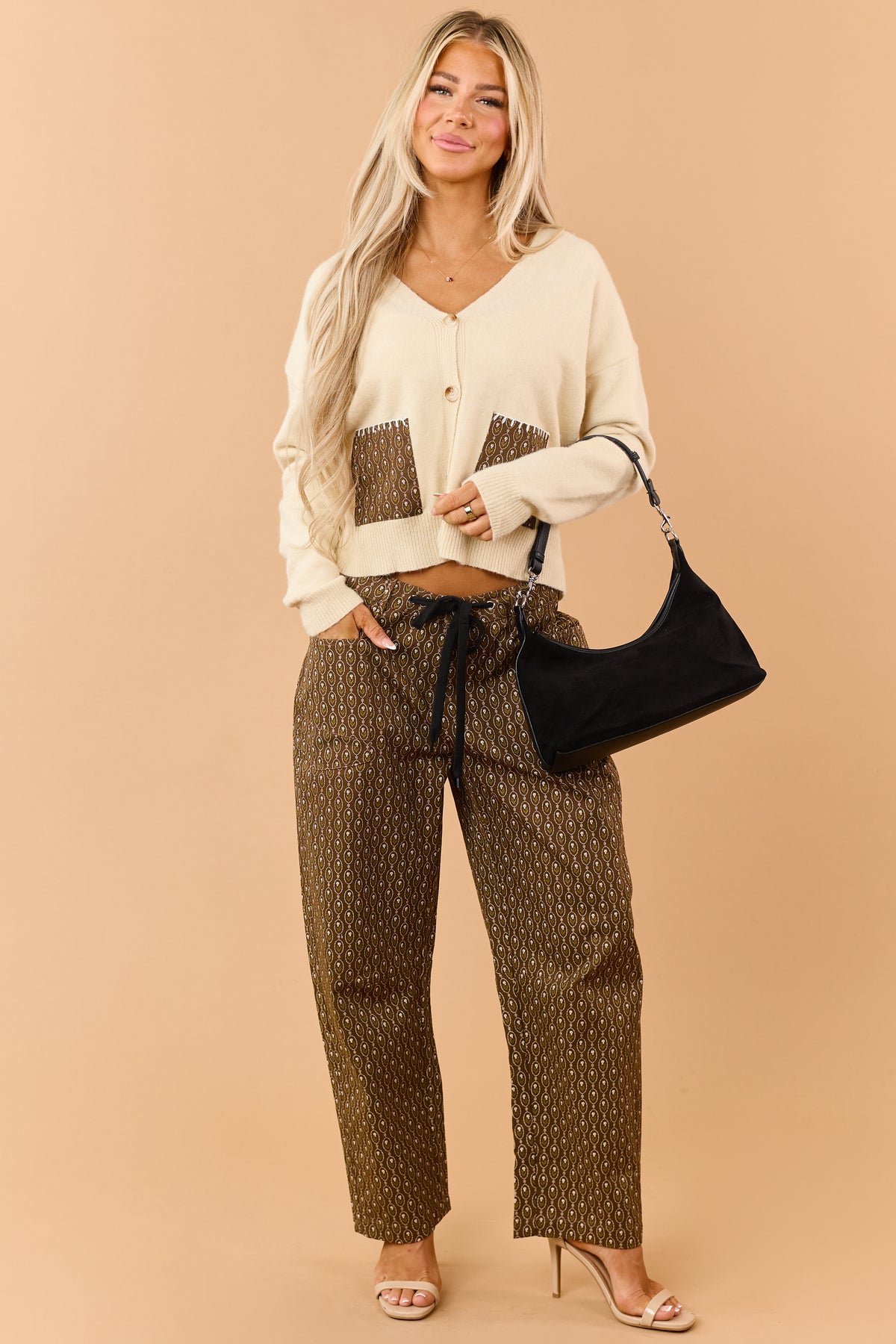 Mocha Medallion Print Relaxed Drawstring Pants