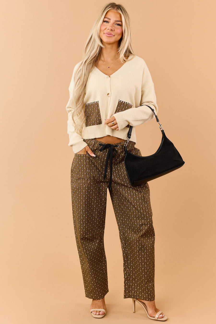 Mocha Medallion Print Relaxed Drawstring Pants