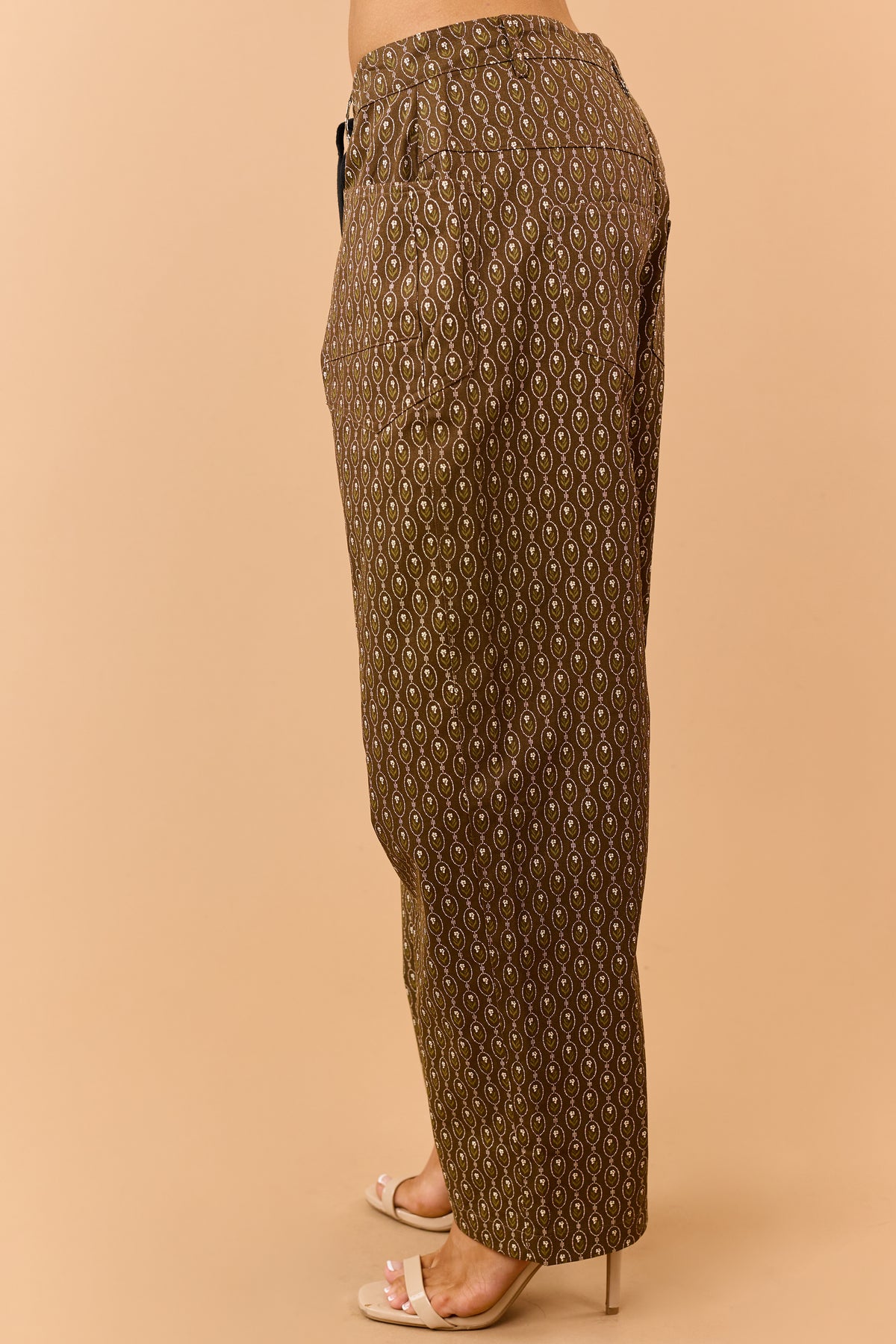 Mocha Medallion Print Relaxed Drawstring Pants