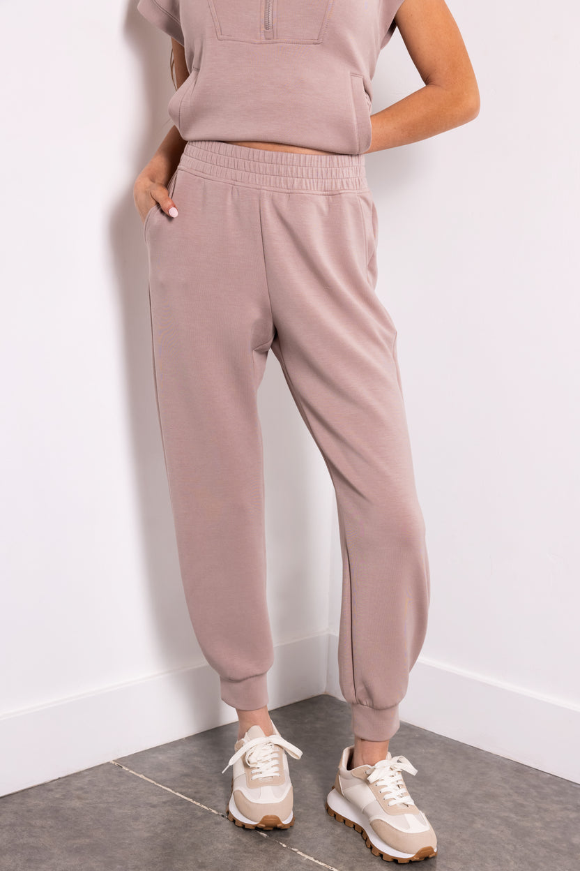 Smocked Long Joggers with Pockets main image 1