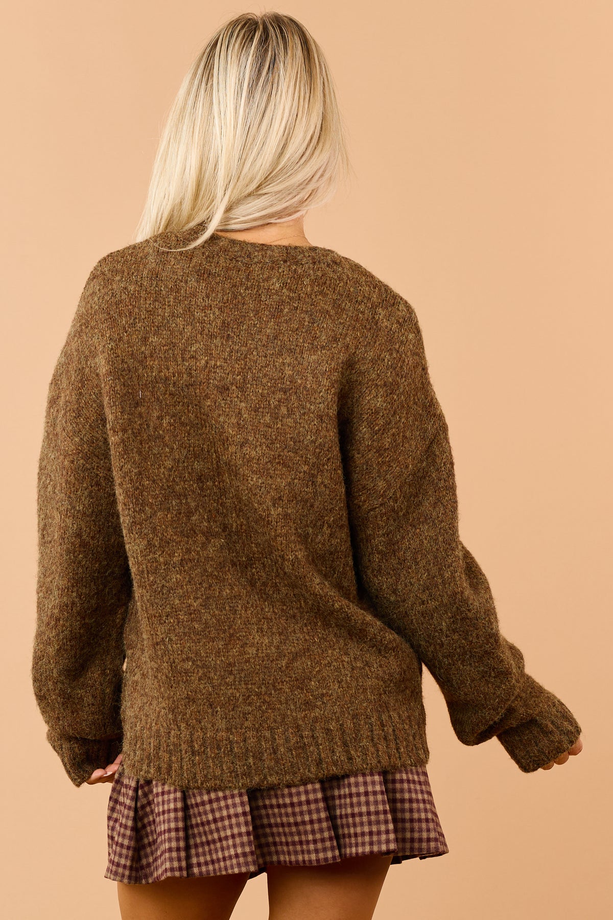 Mocha Wool Blend American Flag Sweater