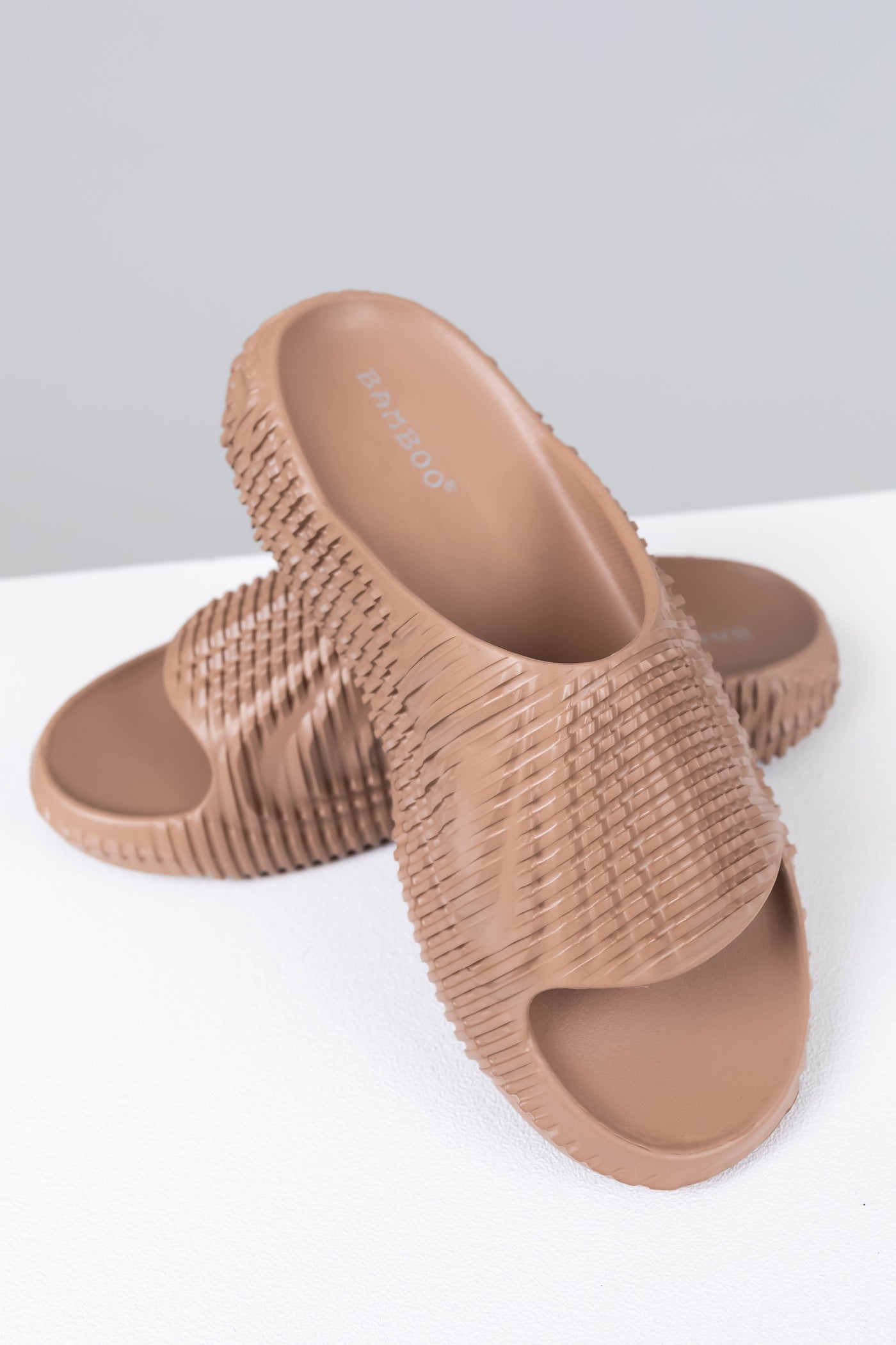 Mocha Ripple Texture Foam Slide Sandals