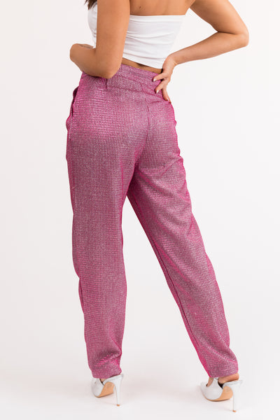 Mulberry High Rise Straight Leg Metallic Pants