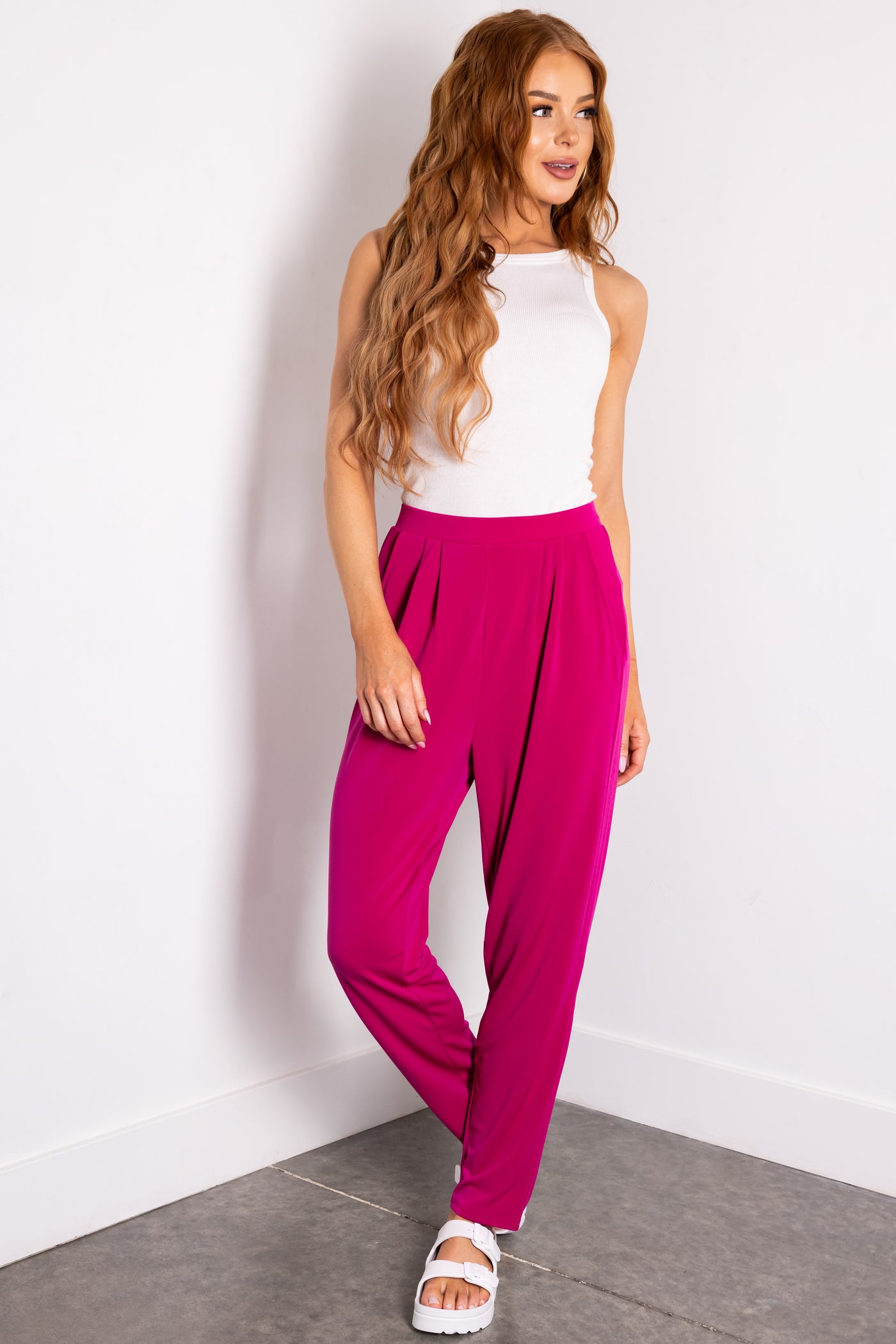 Mulberry High Waist Pleated Straight Leg Pants