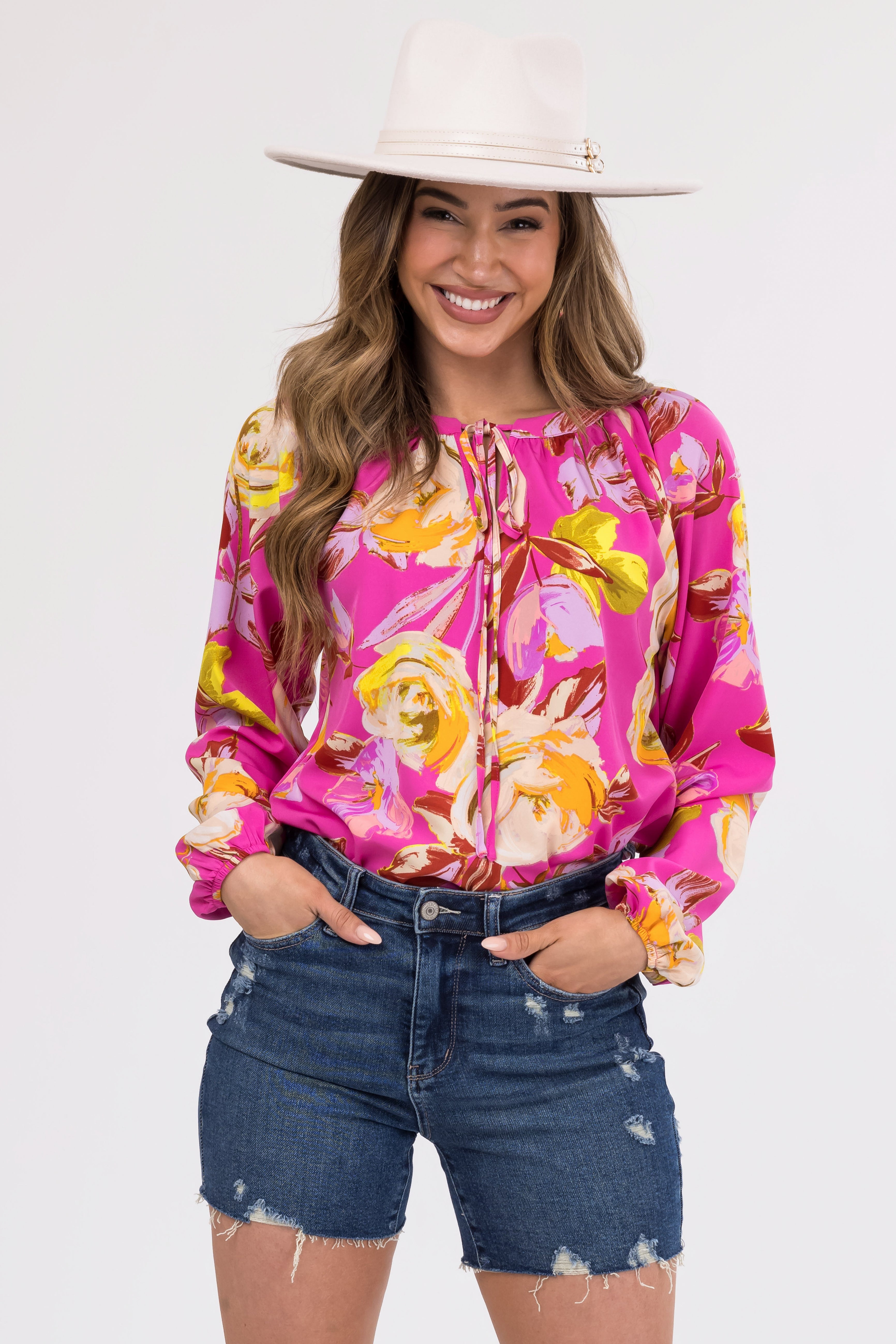 Mulberry Large Floral Print Blouse | Lime Lush Boutique