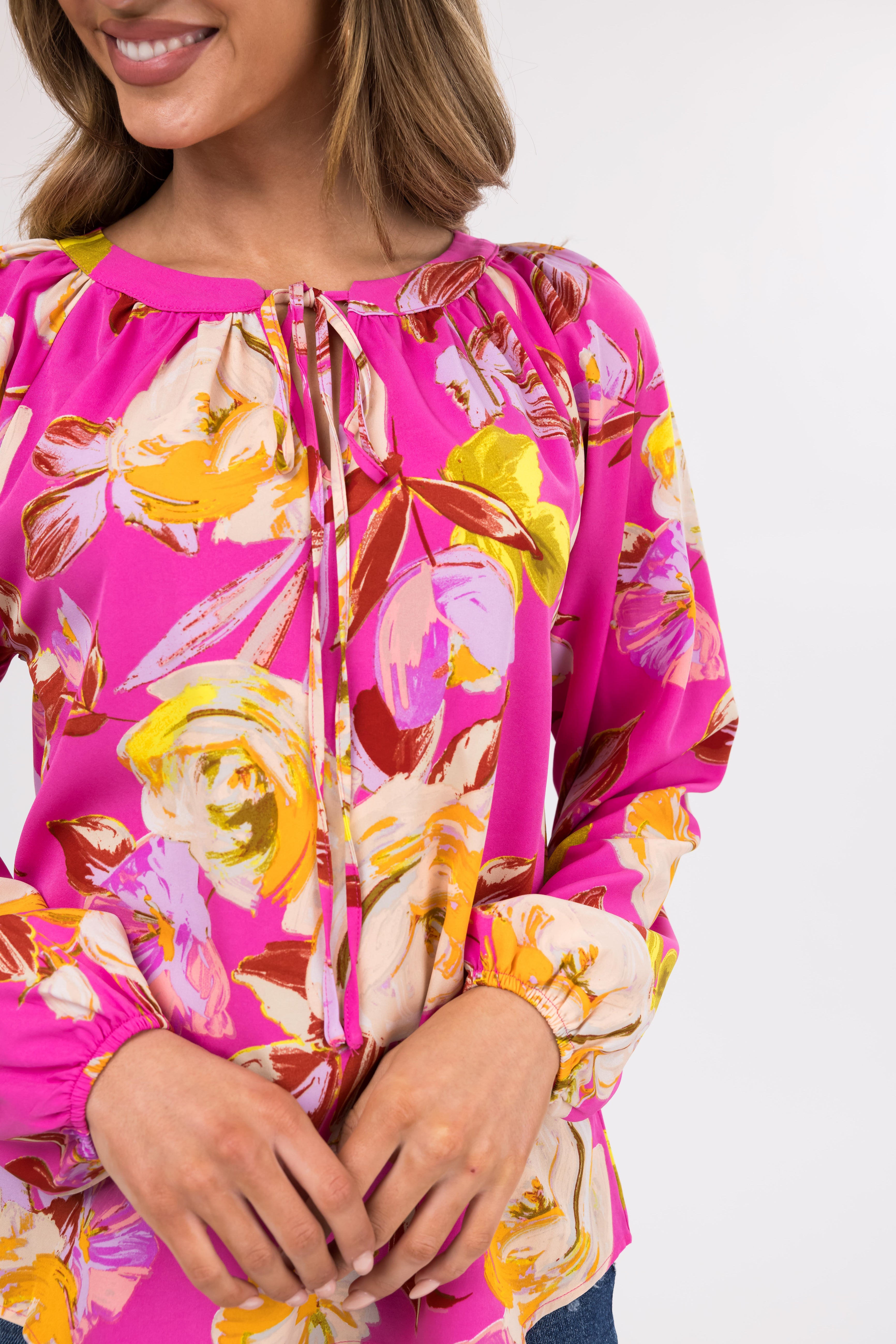 Mulberry Large Floral Print Blouse | Lime Lush Boutique