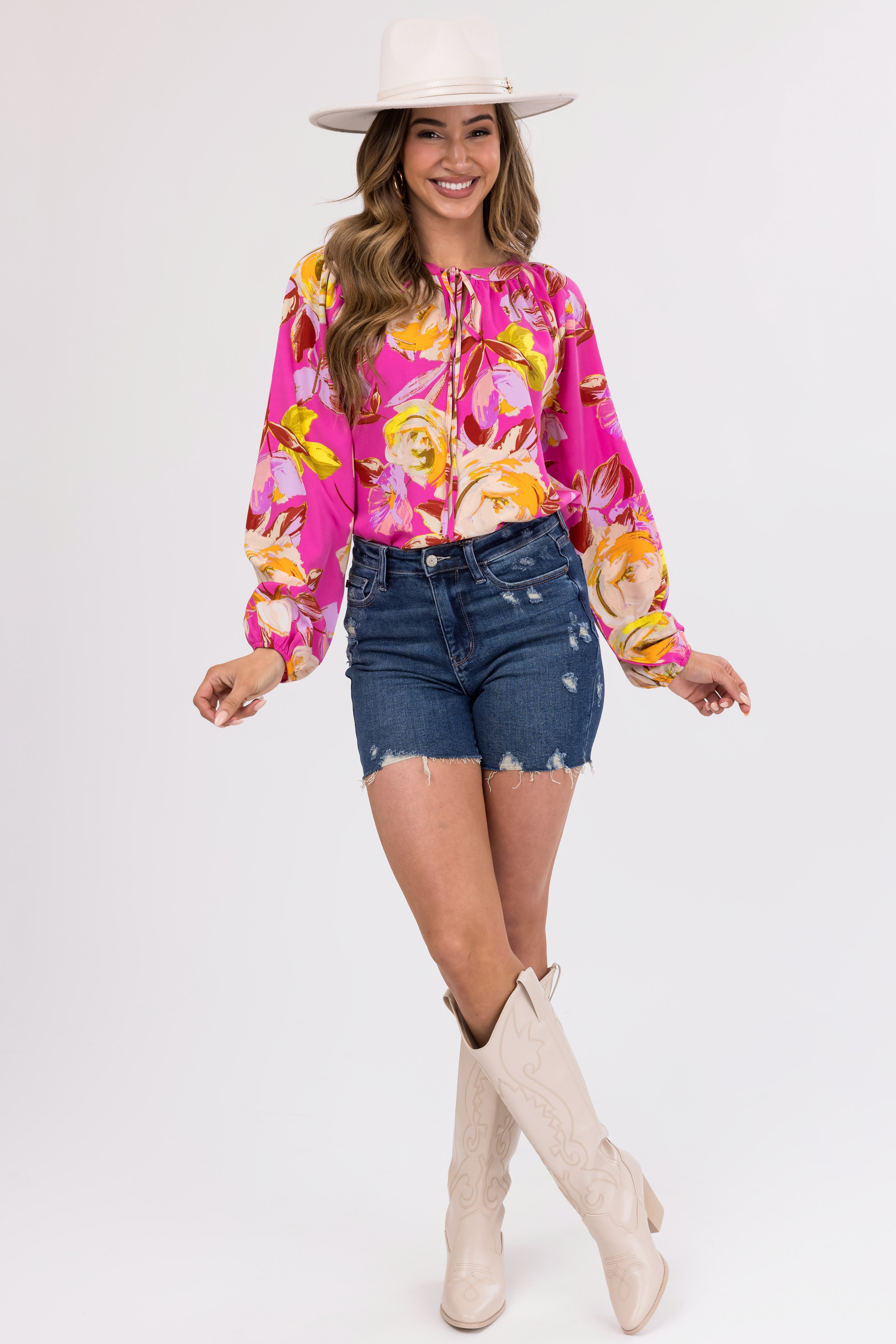 Mulberry Large Floral Print Blouse | Lime Lush Boutique