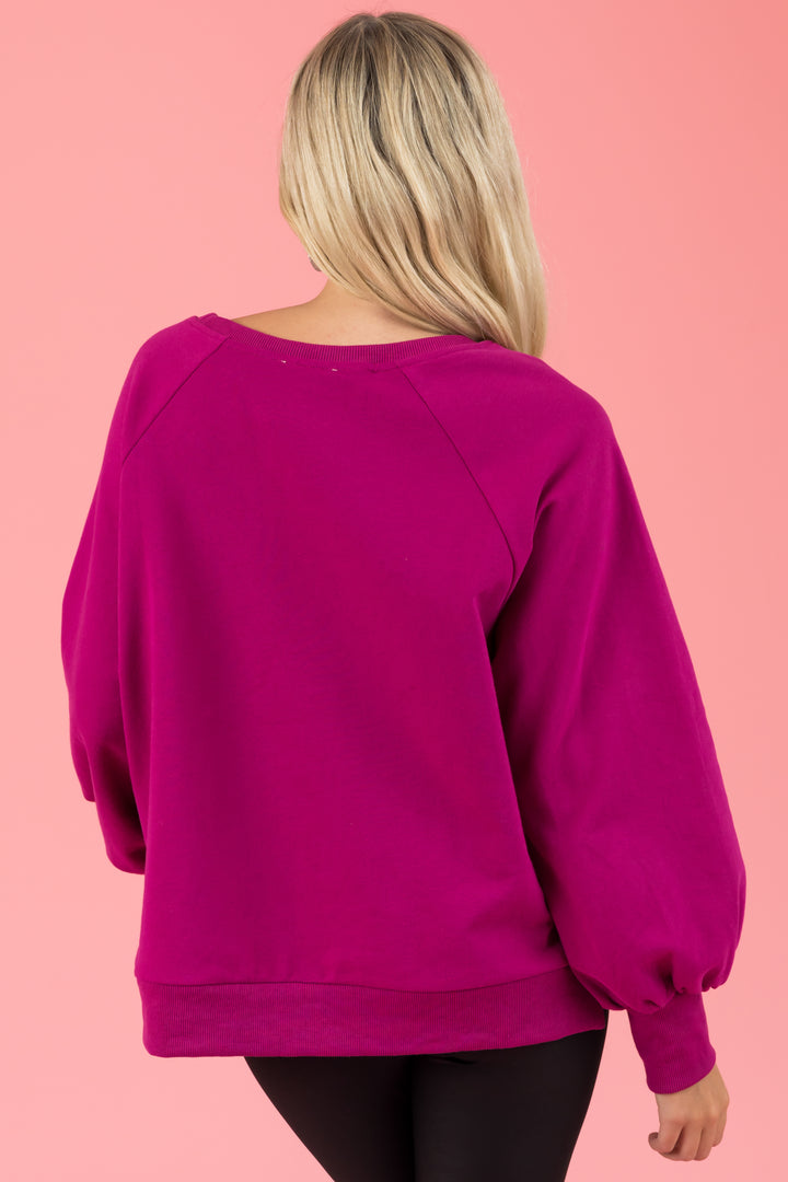 Mulberry Sequined 'Let It Snow' Raglan Sweatshirt