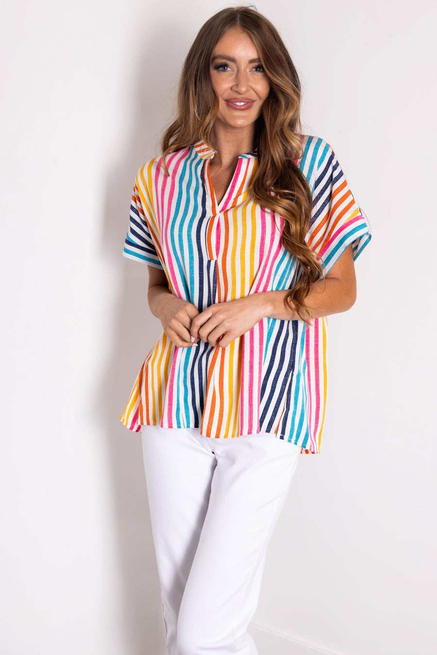 Multicolor Striped Relaxed Fit Blouse