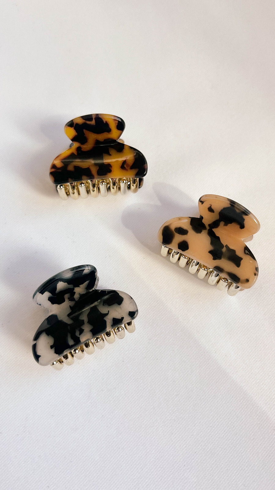 Multicolor Tortoise Shell Pack of Three Claw Clips