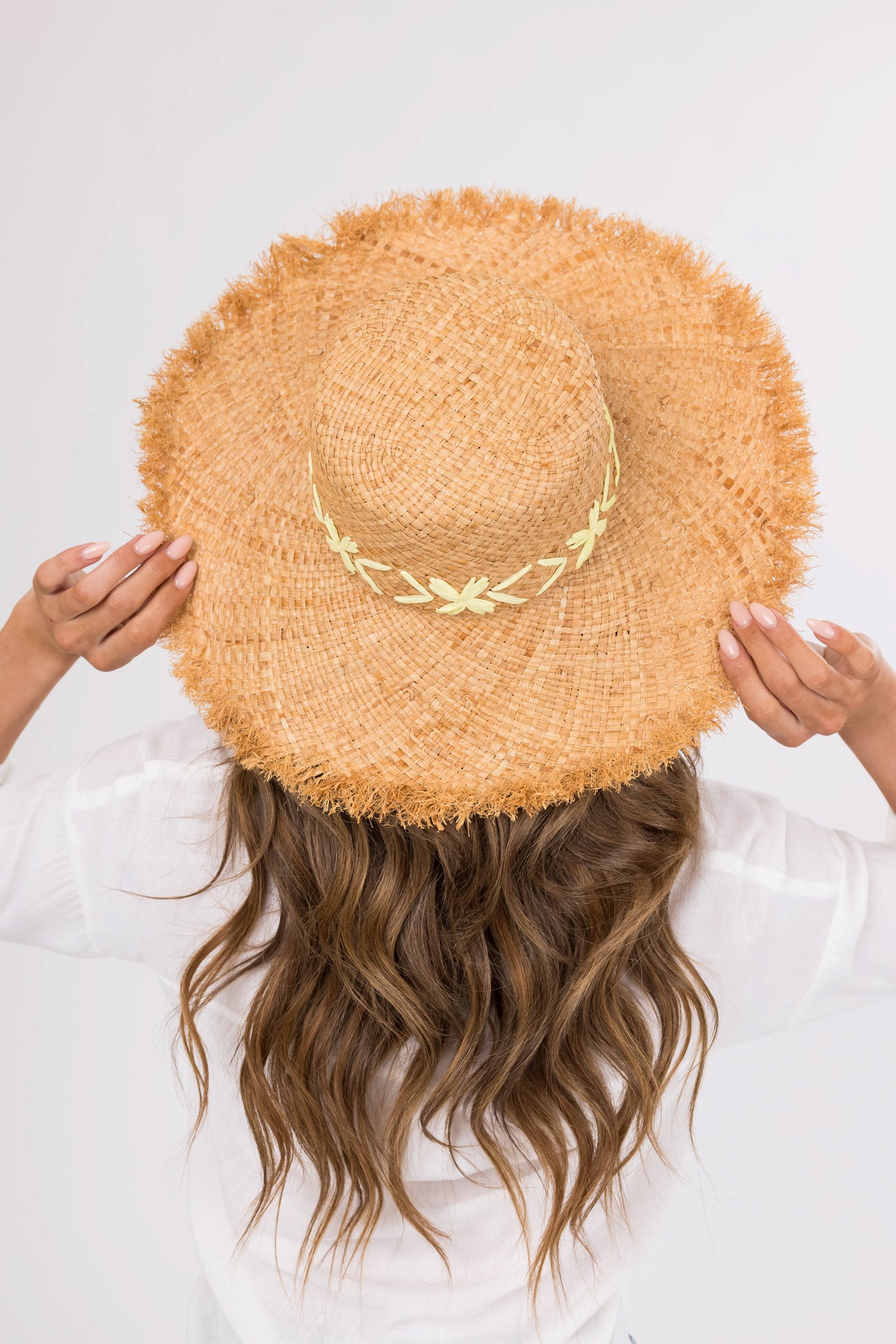 Natural Raffia Sun Hat with Yellow Details