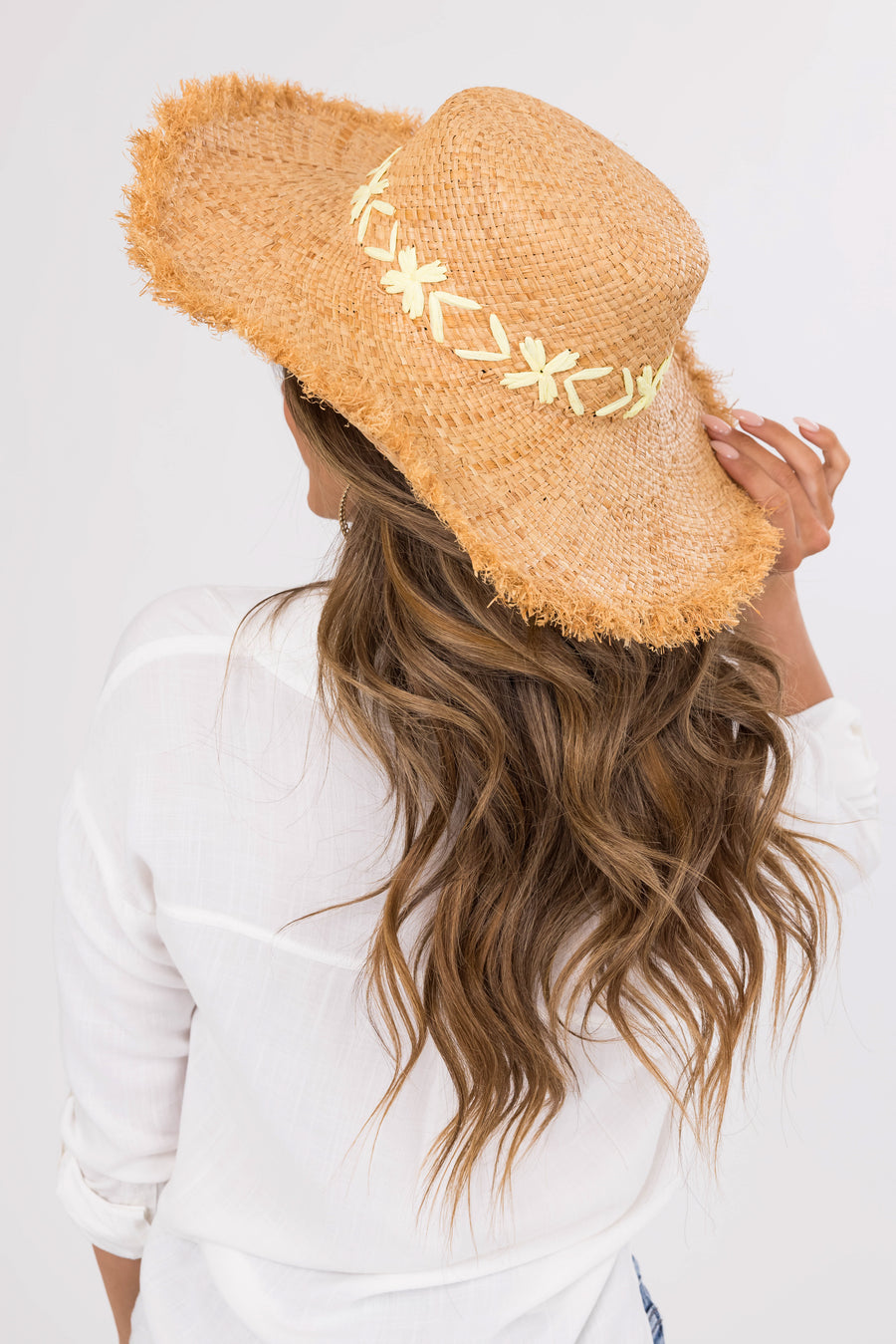 Natural Raffia Sun Hat with Yellow Details