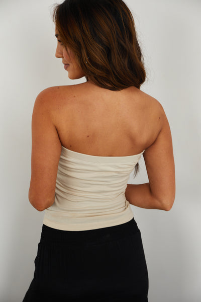 Nude Strapless Knit Top with Built in Bra