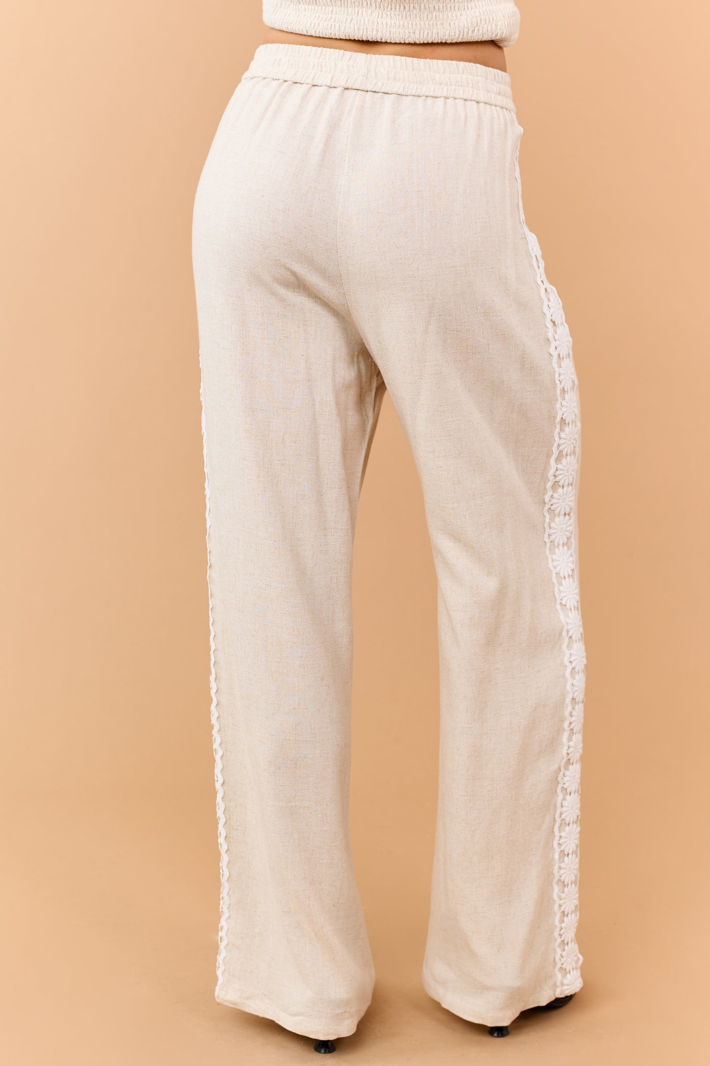 Oatmeal Linen Blend Halter Top and Pant Set
