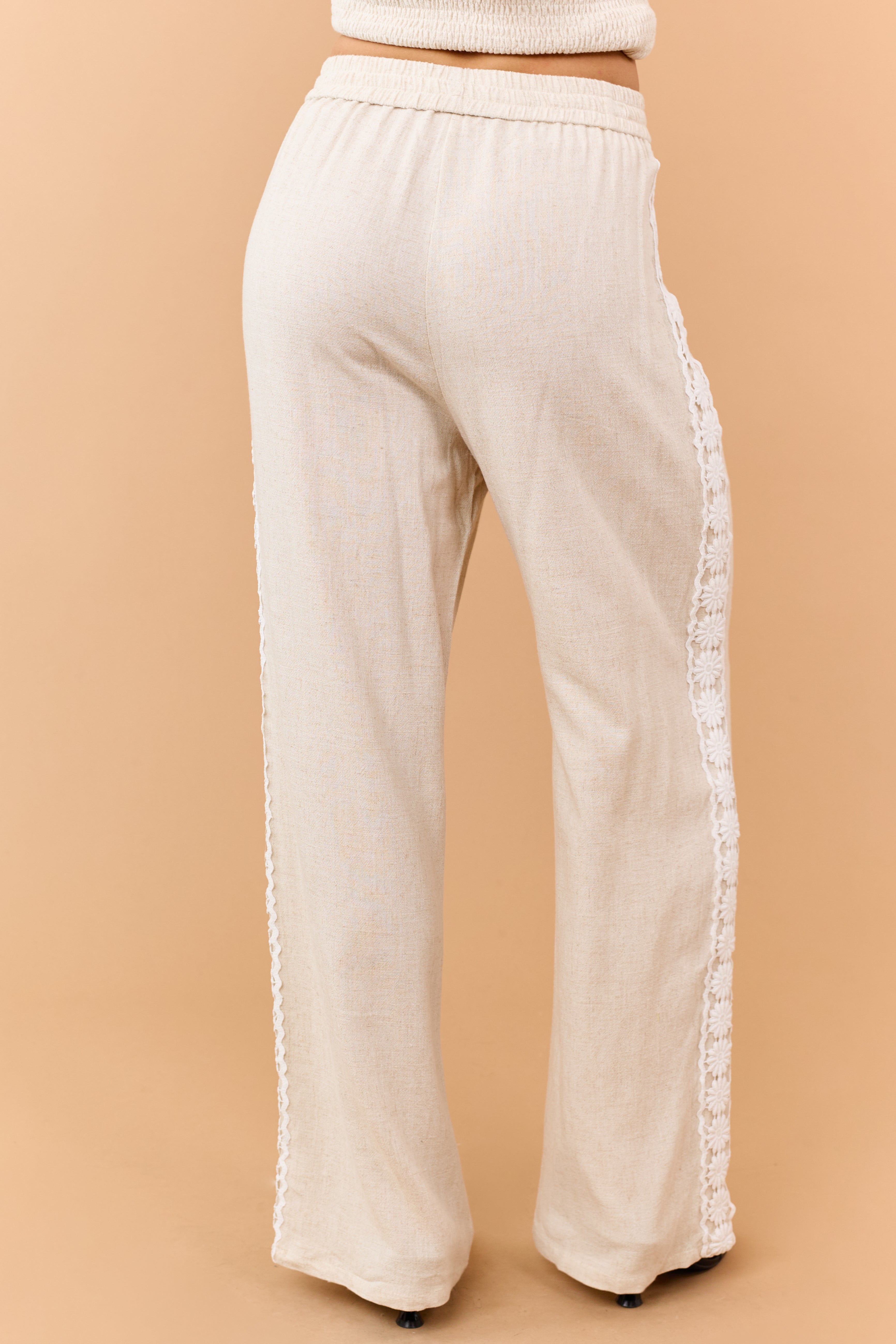 Oatmeal Linen Blend Halter Top and Pant Set