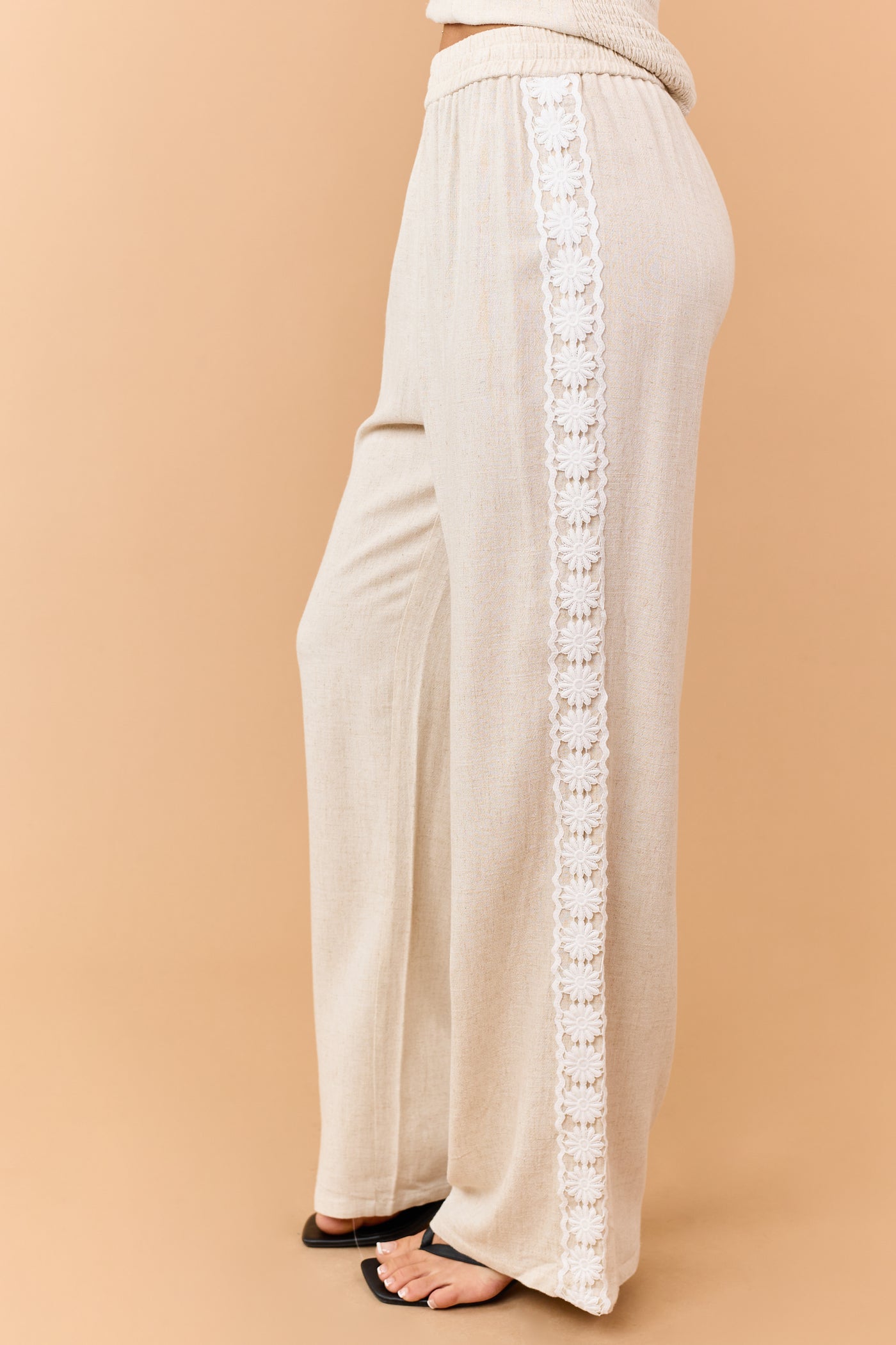 Oatmeal Linen Blend Halter Top and Pant Set