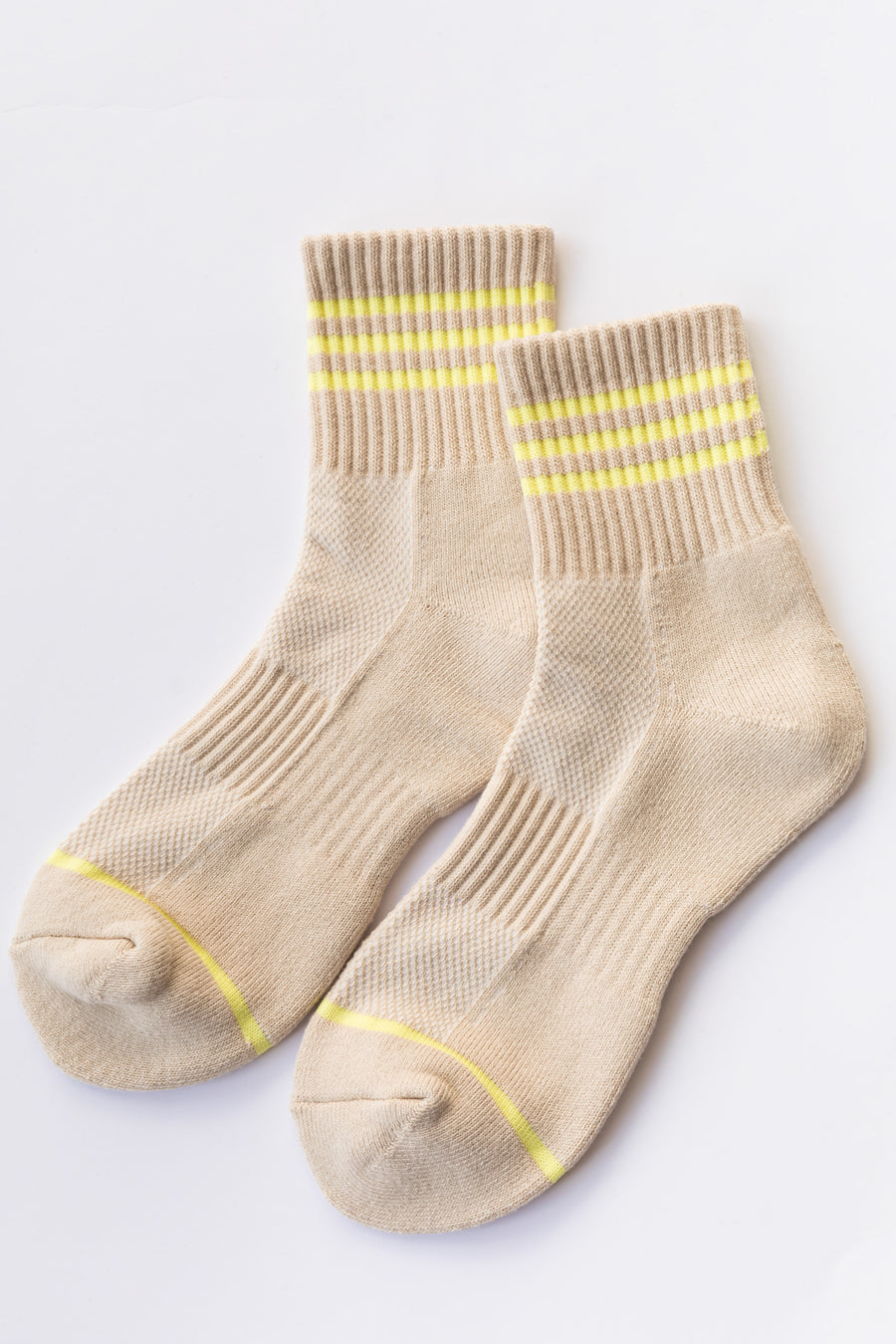 Oatmeal Striped Ribbed Athletic Socks