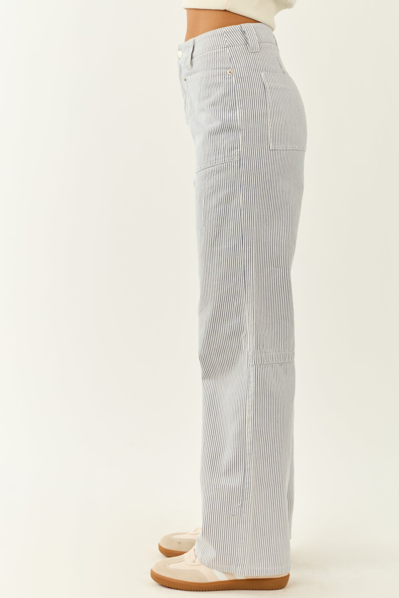 Ocean and Ivory Railroad Stripe Wide Leg Pants