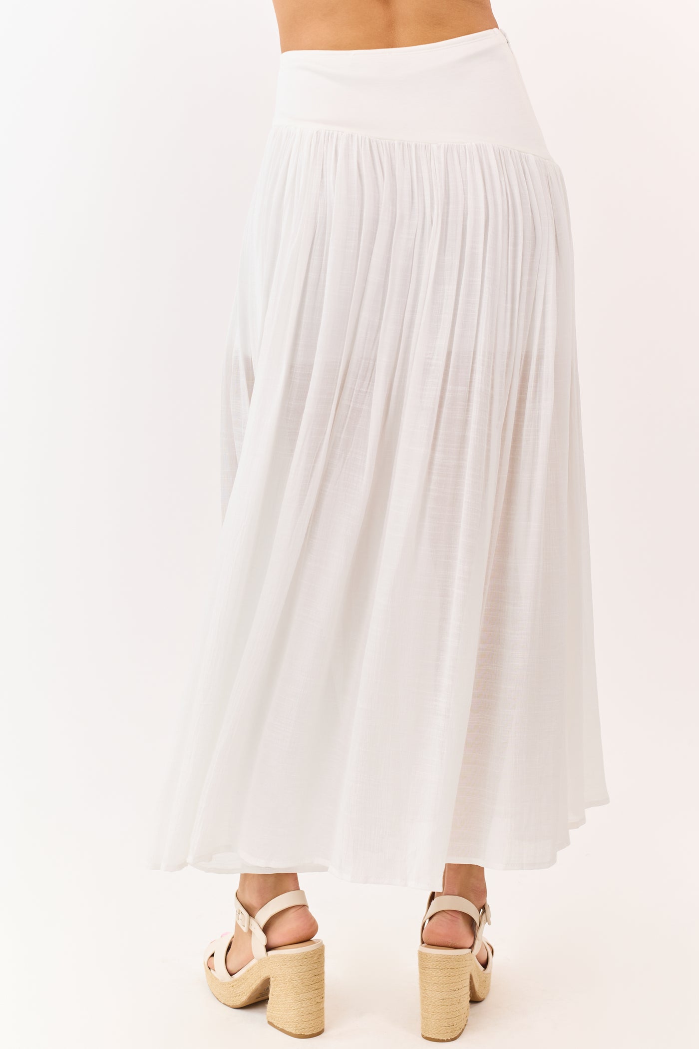 Off White Asymmetrical Waist Maxi Skirt