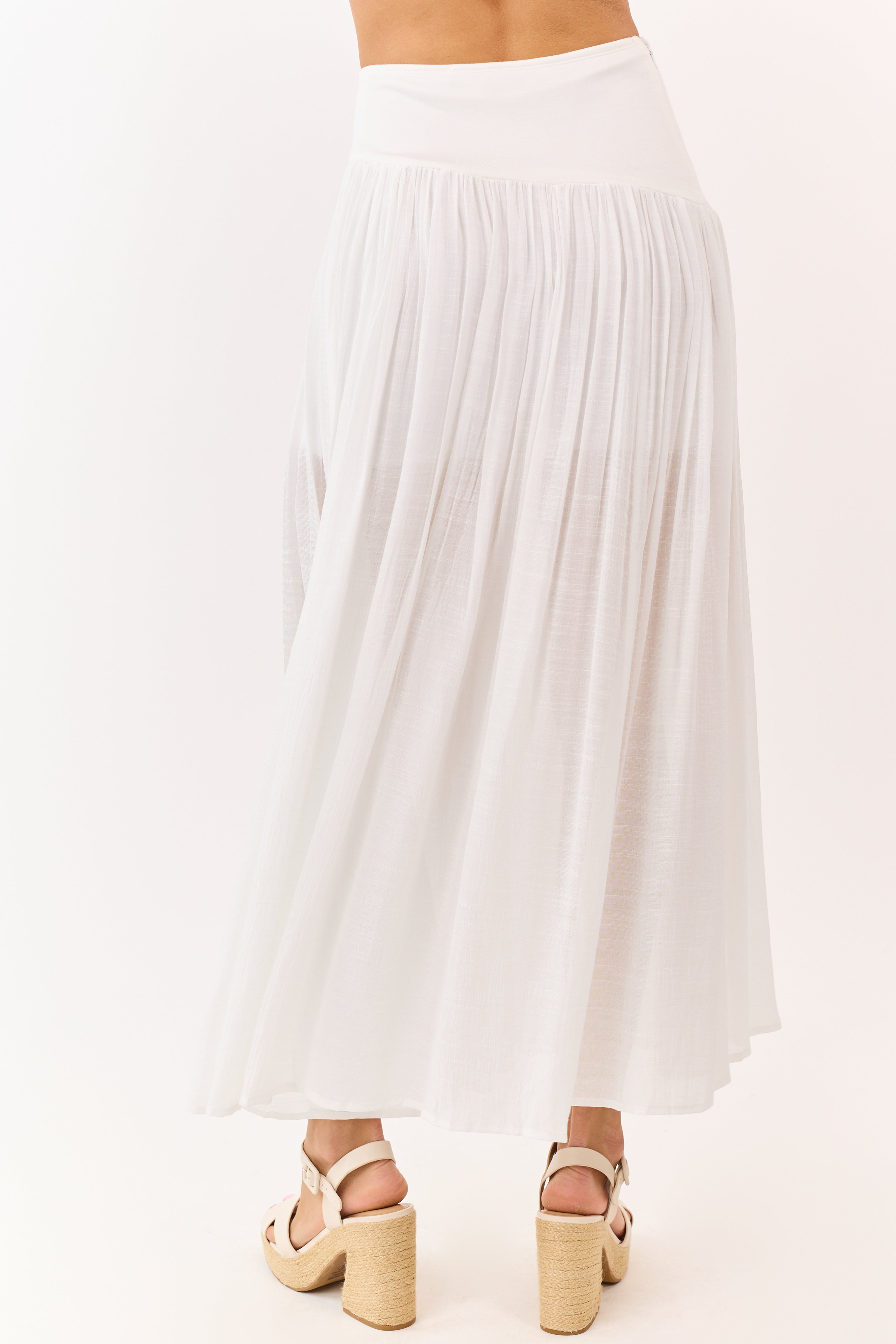 Off White Asymmetrical Waist Maxi Skirt