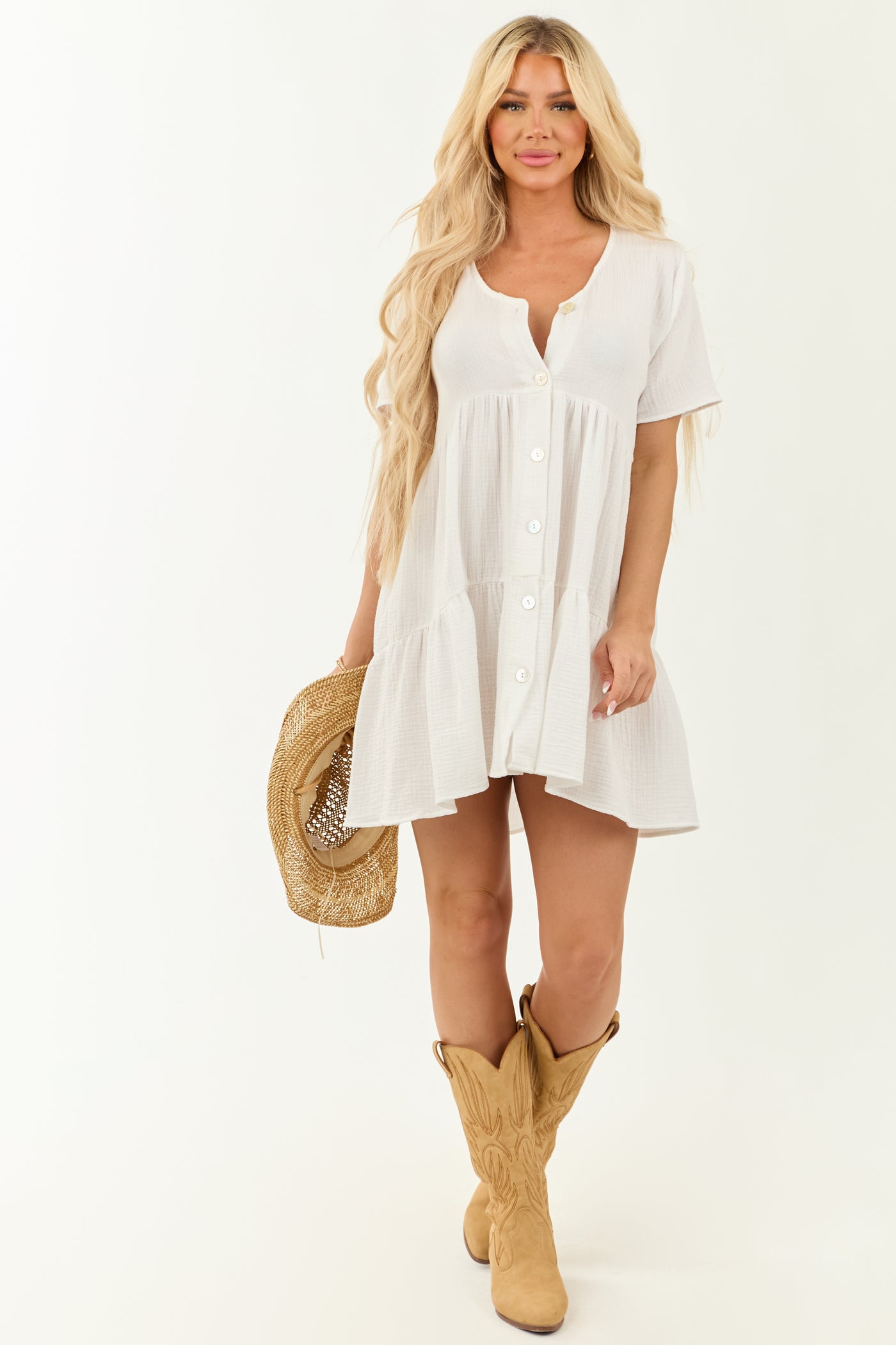 white mini dress with buttons Audrey Button Mini Dress LEIN