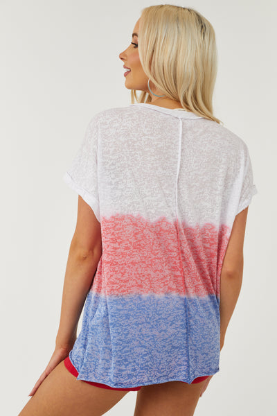 Off White Colorblock Short Sleeve Sheer Jersey Knit Top