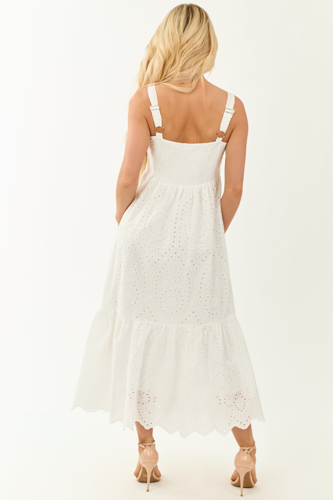 Off White Eyelet Lace Sleeveless Maxi Dress Off White Eyelet Lace Sleeveless Maxi Dress