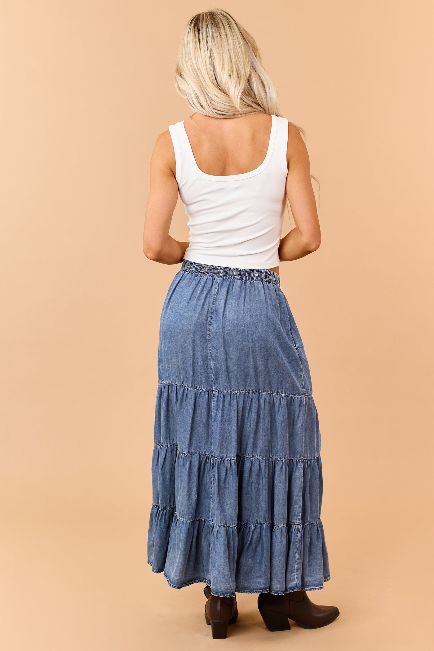 Off White Hook and Eye Front Closure Tank Top