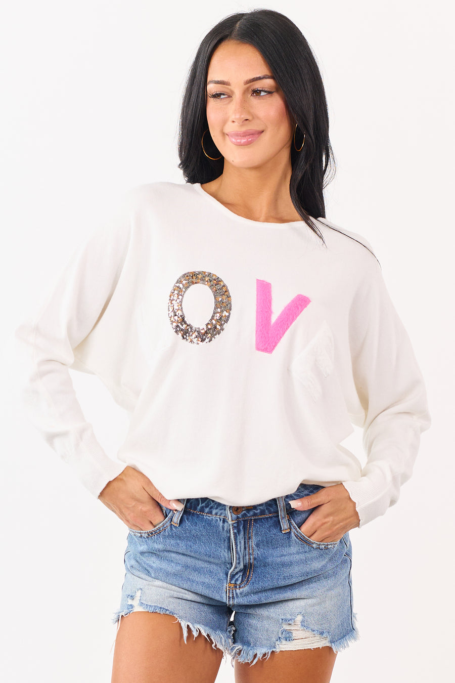 Off White 'LOVE' Graphic Lightweight Sweater