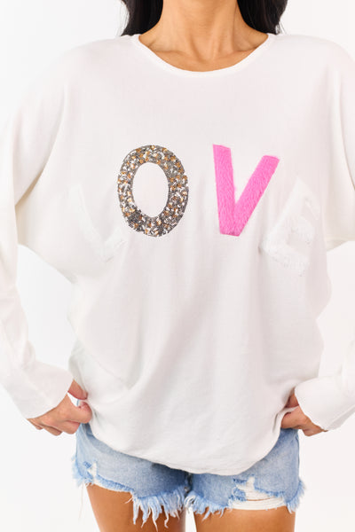 Off White 'LOVE' Graphic Lightweight Sweater