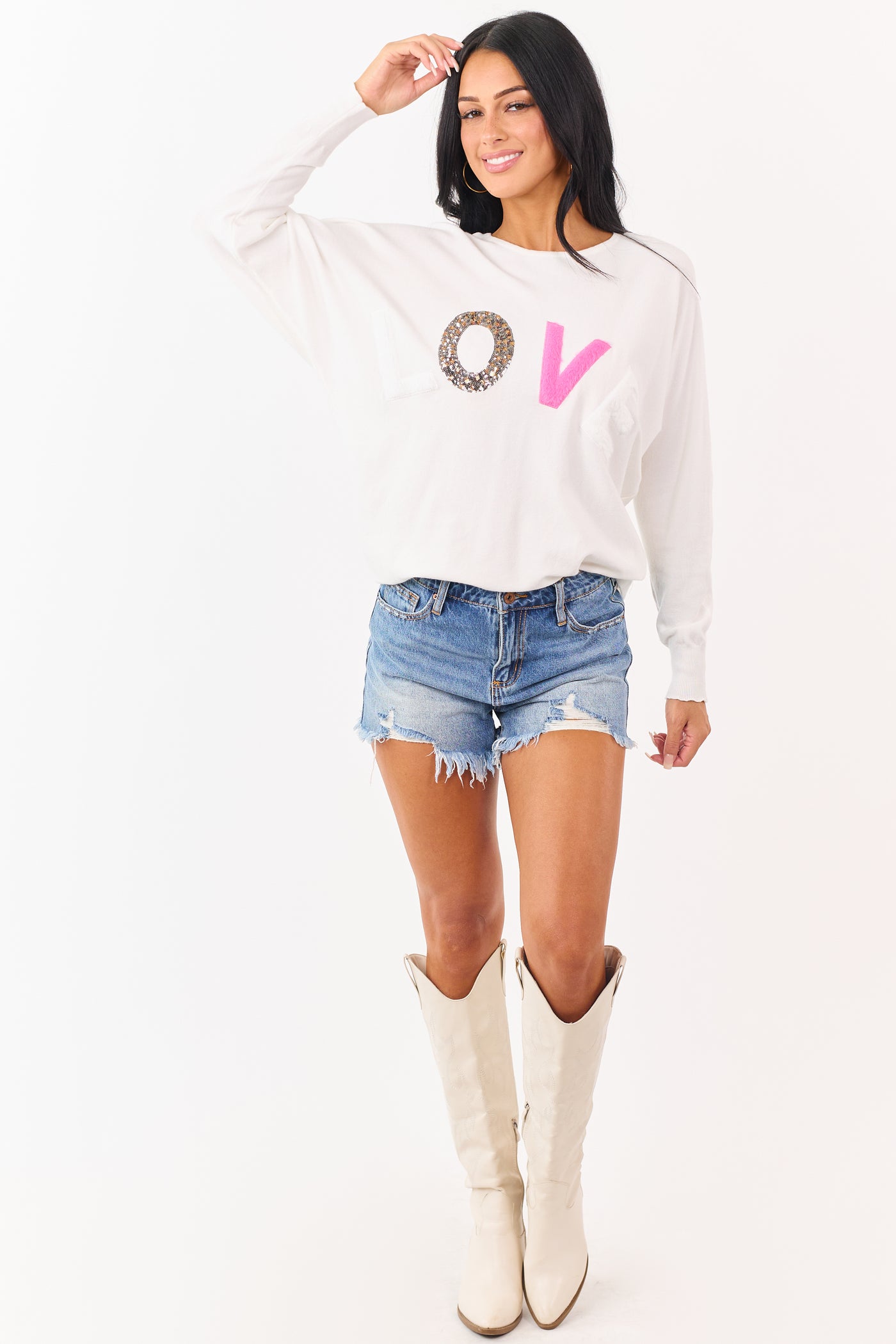 Off White 'LOVE' Graphic Lightweight Sweater