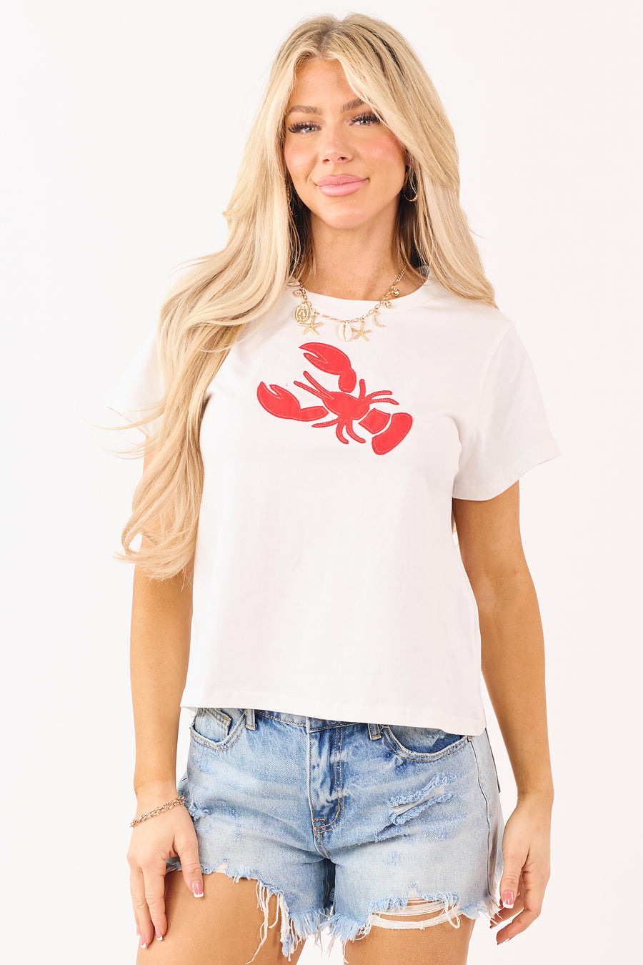 Off White Lobster Patch Graphic Cotton Tee