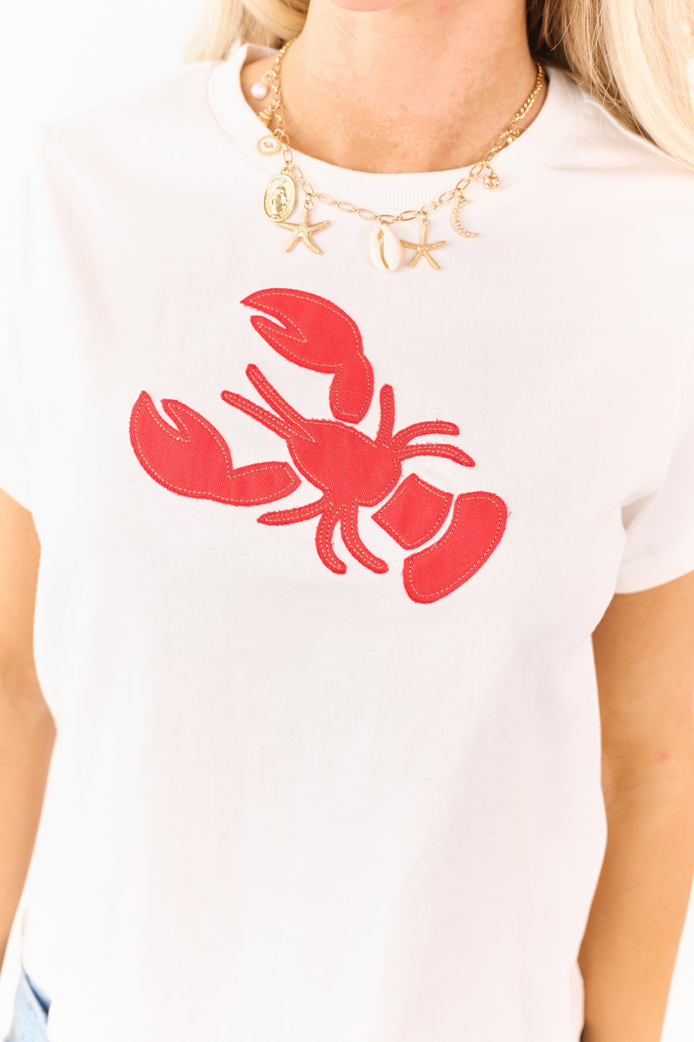Off White Lobster Patch Graphic Cotton Tee