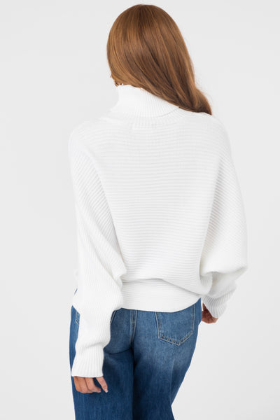 Off White Long Sleeve Turtleneck Knit Sweater