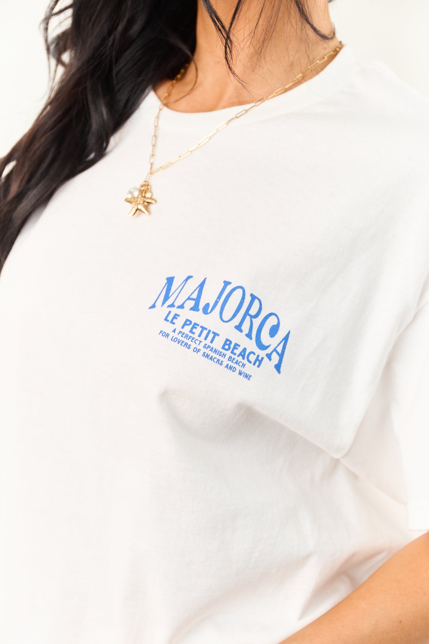 Off White 'Majorca' Graphic Cotton Short Sleeve Top