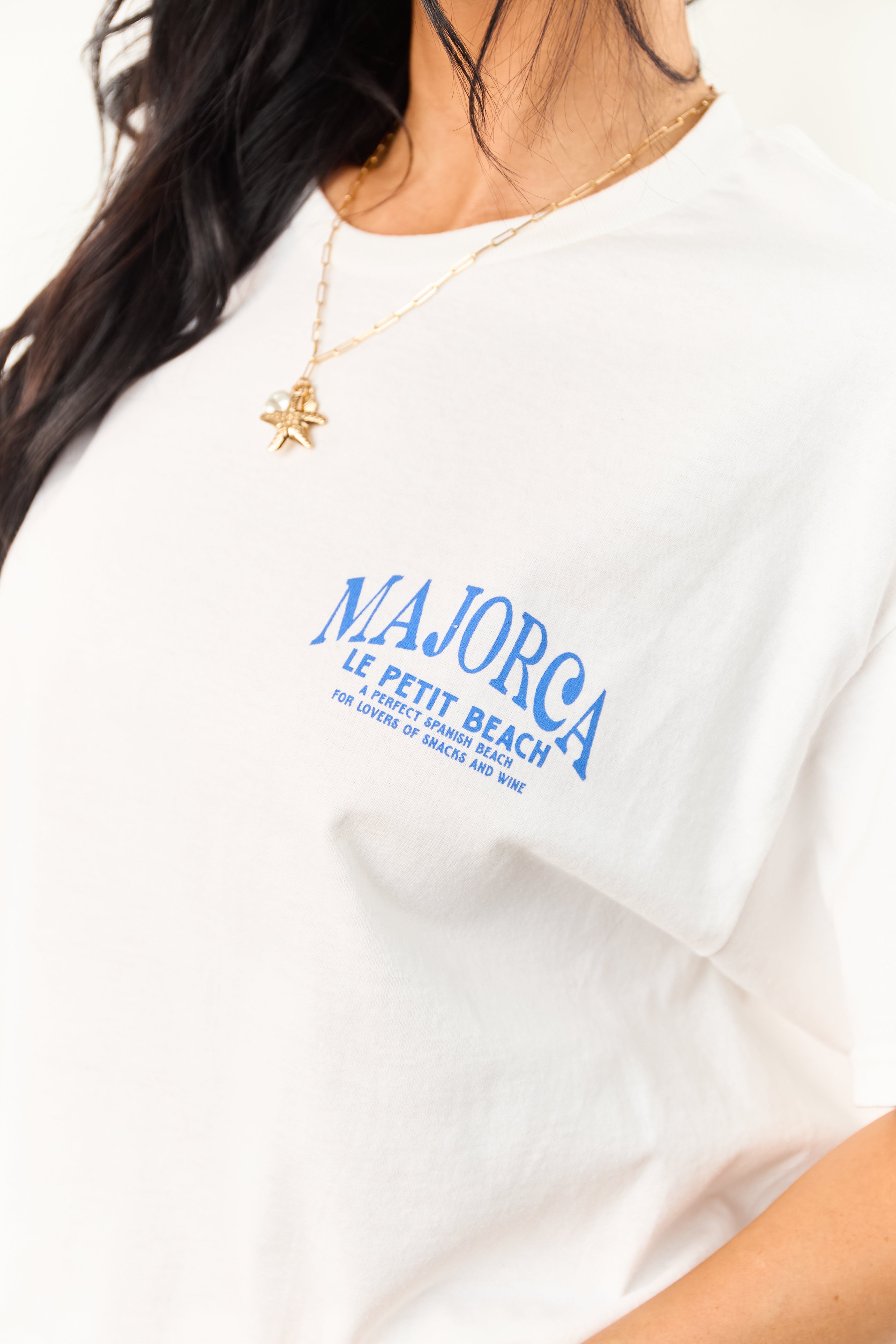 Off White 'Majorca' Graphic Cotton Short Sleeve Top