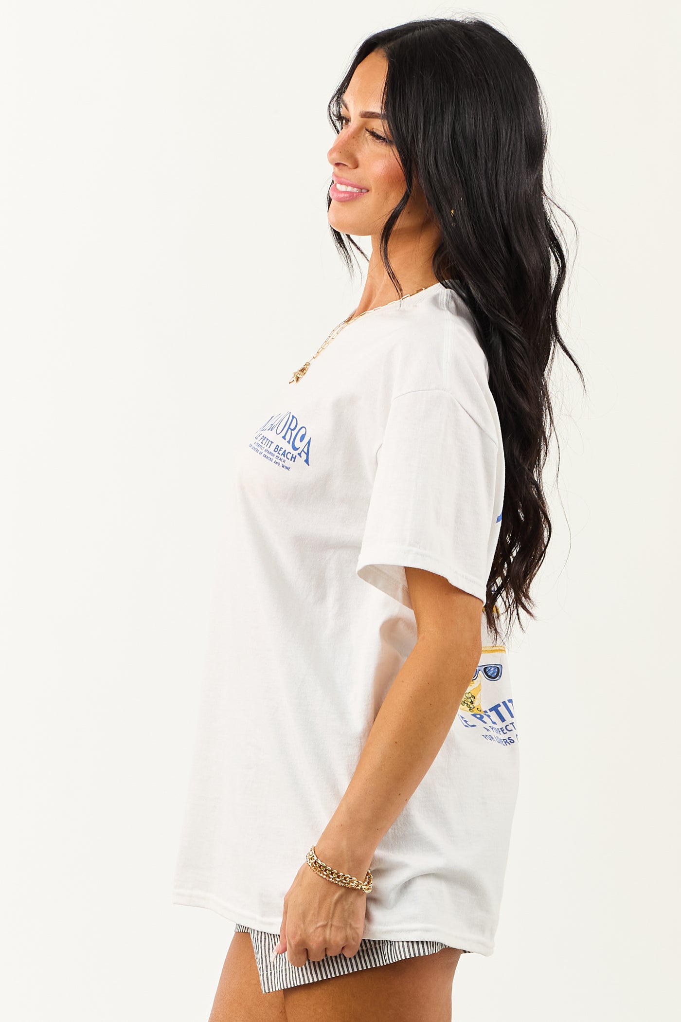 Off White 'Majorca' Graphic Cotton Short Sleeve Top