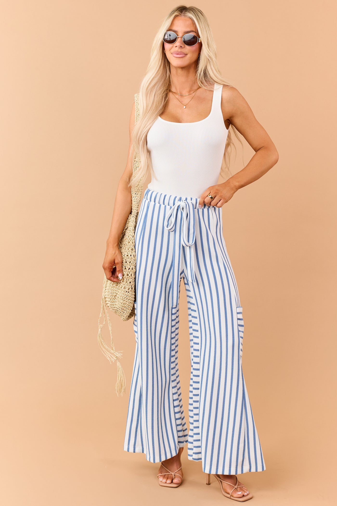 Off White Rib Knit Scoop Neck Tank Bodysuit