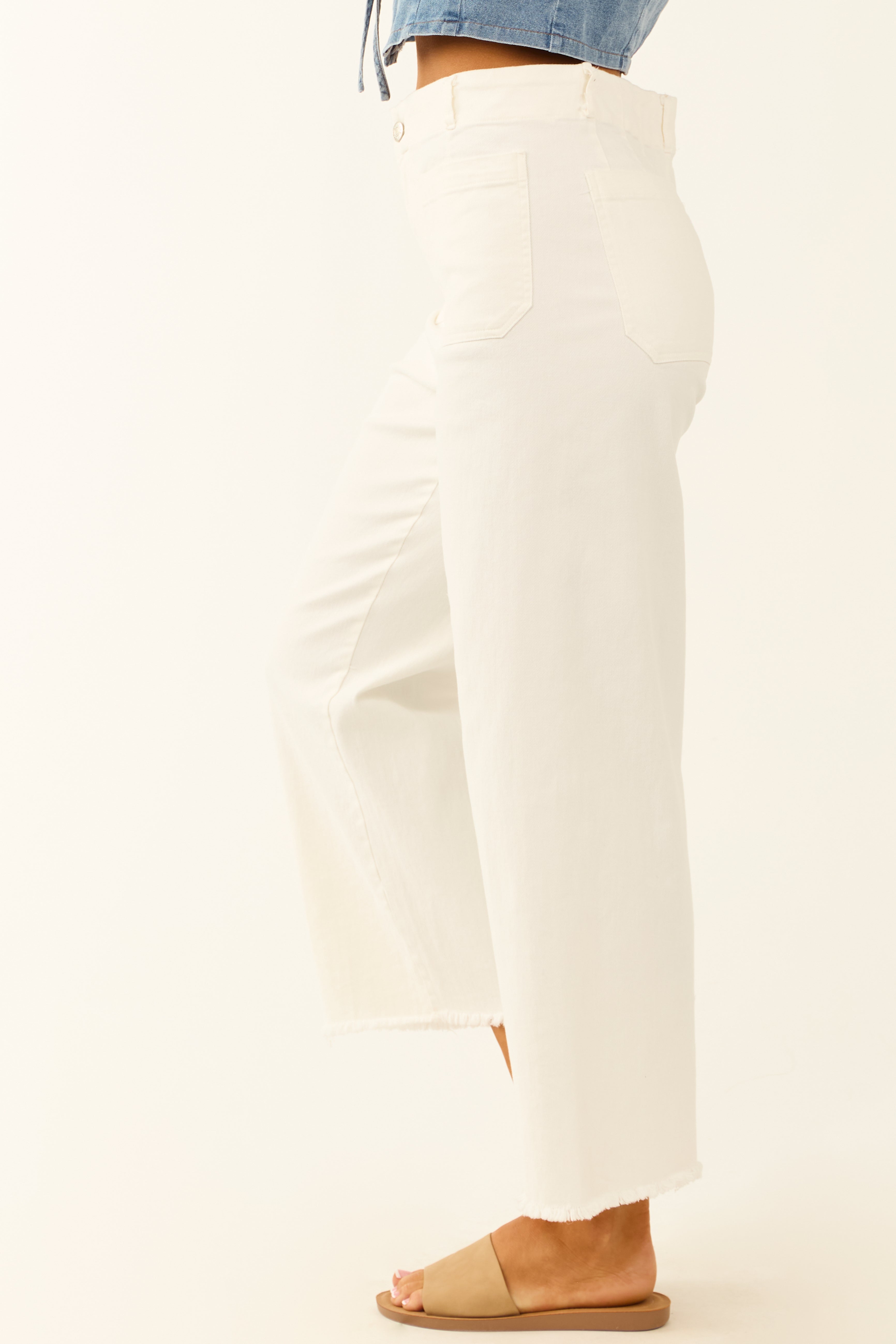 ★ DIAGONAL★ PATCH POCKET DENIM PANTS white DA233PT03WH Jun WideLeg Denim/Brocade Patch Pants