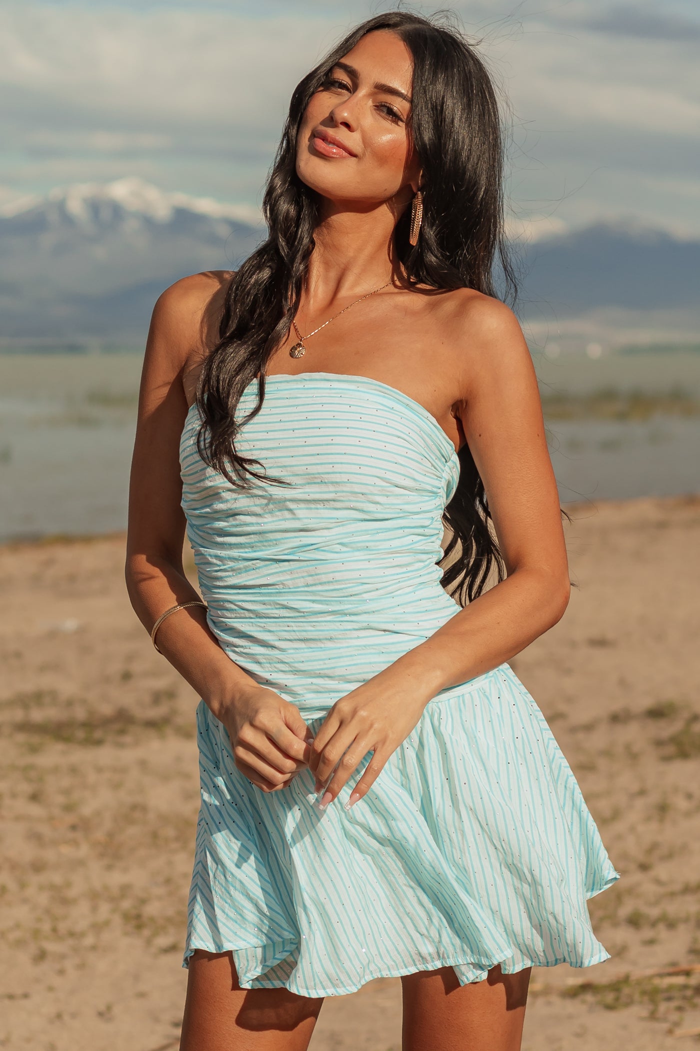 Off White Striped Rhinestone Strapless Mini Dress | Lime Lush Boutique Off White Striped Rhinestone Strapless Mini Dress | Lime Lush Boutique