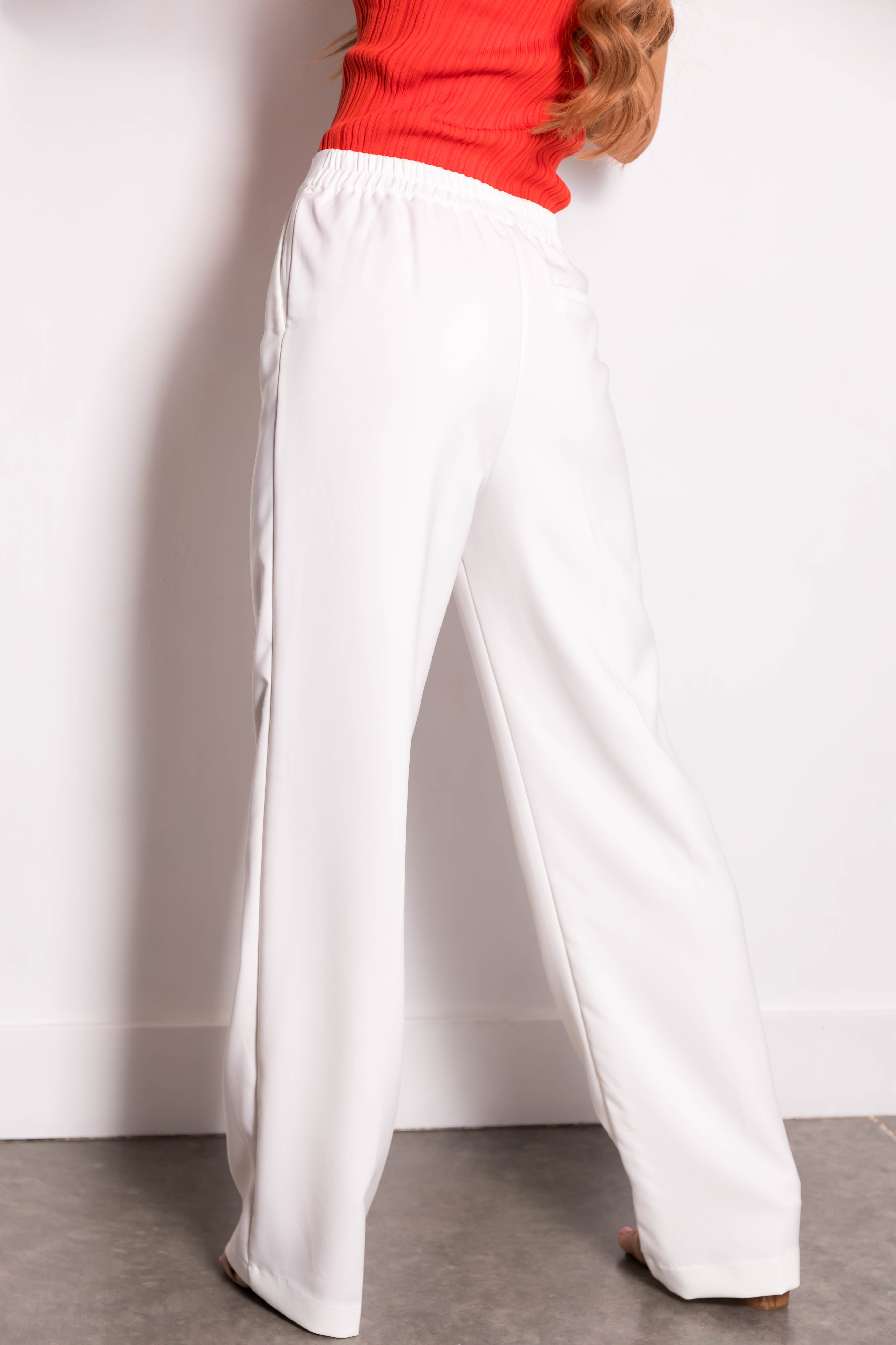 cliché EX WIDE TROUSERS 〔OFF WHITE〕 Alexander Trouser In Off White | Alice + Olivia