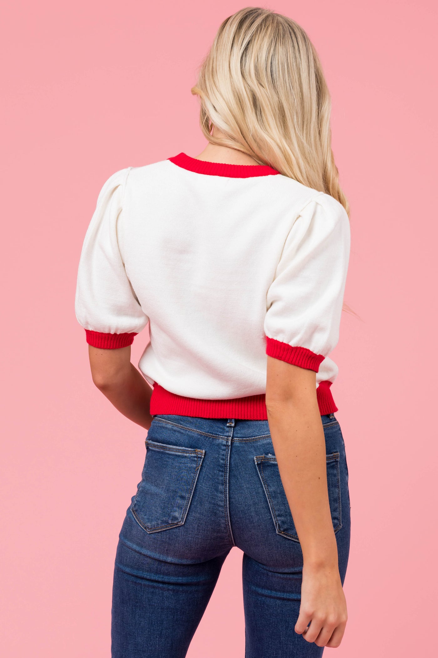 Off White 'XOXO' Half Sleeve Sweater Lime Lush Boutique